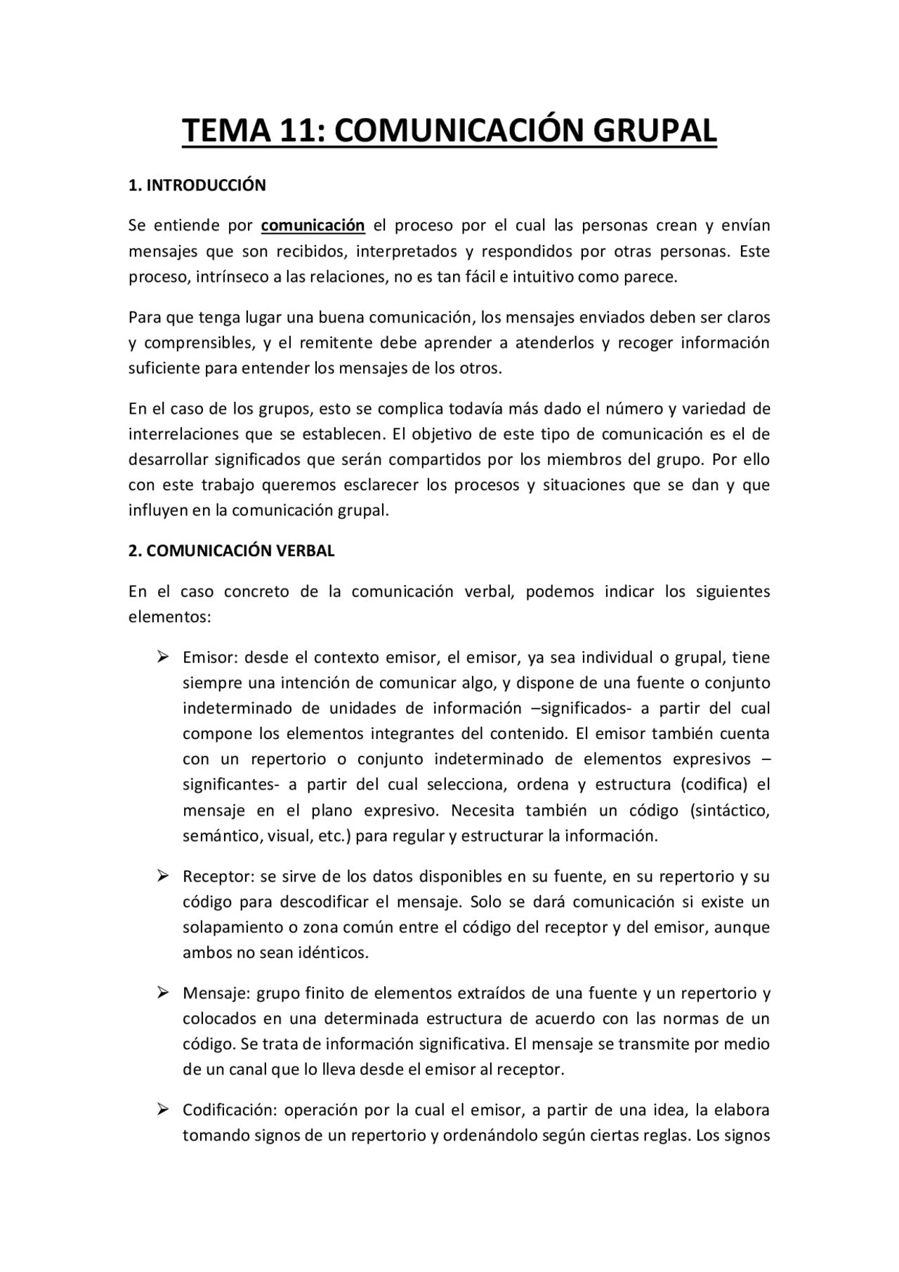 La comunicación grupal - Resúmenes de Psicología | Docsity