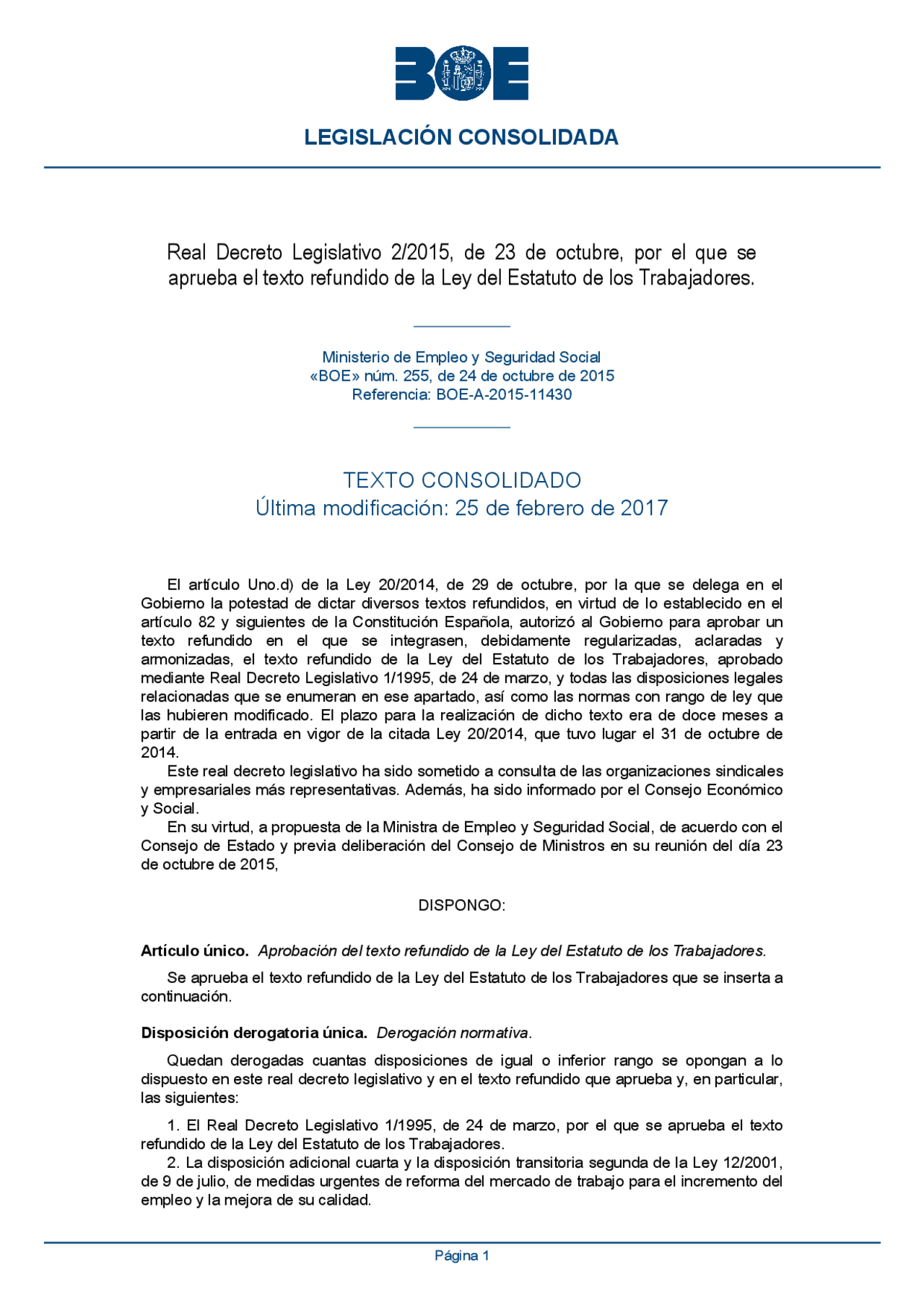 RDL 2 2015 Texto Refundido De La Ley Estatuto De Los Trabajadores rdl-2-2015-texto-refundido-de-la-ley-estatuto-de-los-trabajadores