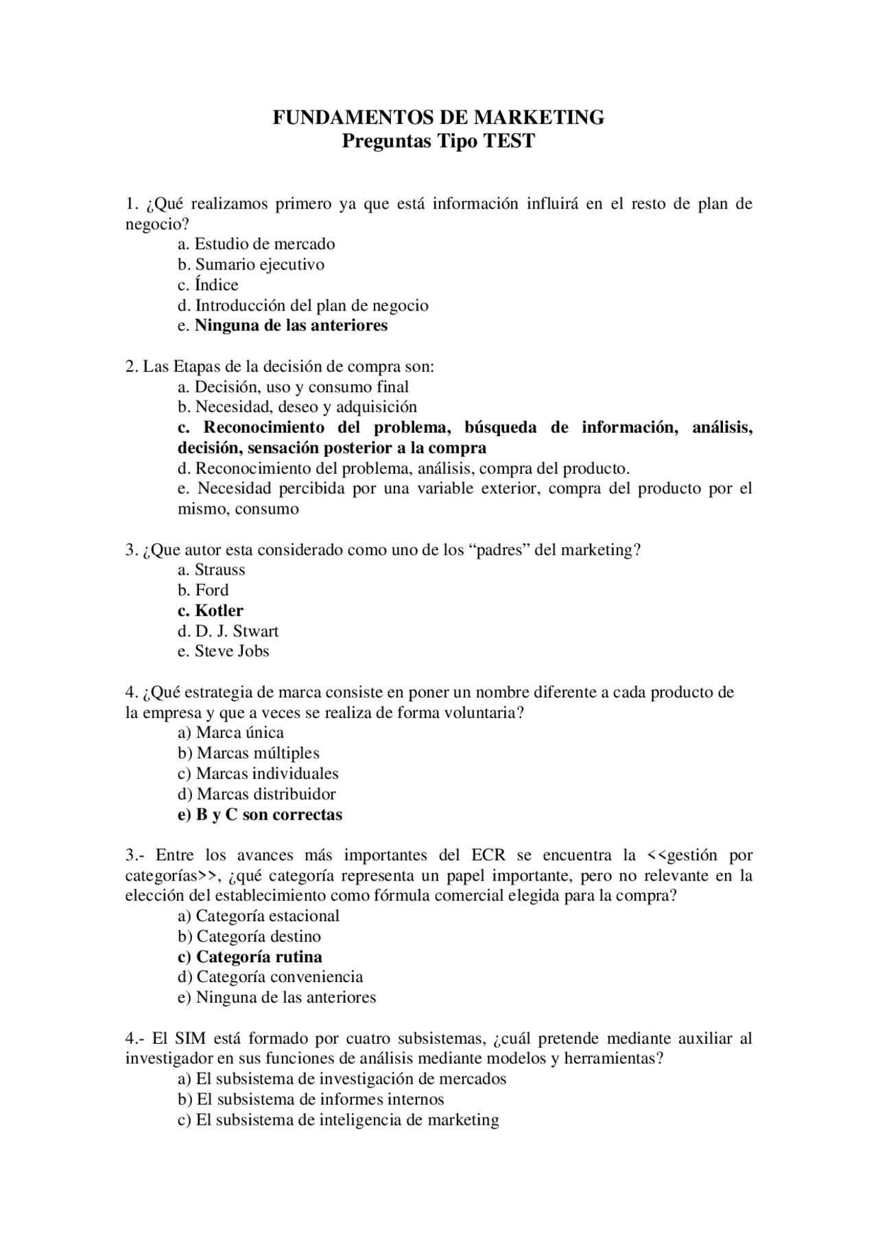 Preguntas tipo test marketing Exámenes de Administración de Empresas Docsity Preguntas tipo test marketing Exámenes de Administración de Empresas Docsity