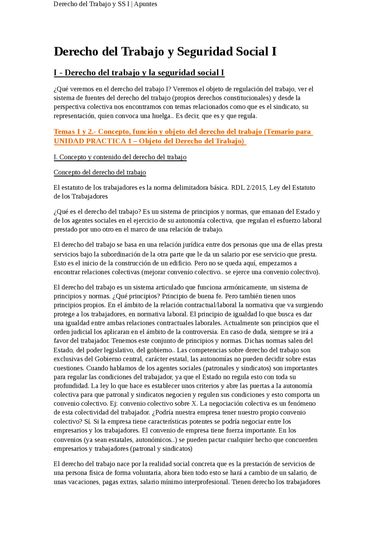 Derecho del trabajo y la seguridad social - Apuntes de Derecho de la ...
