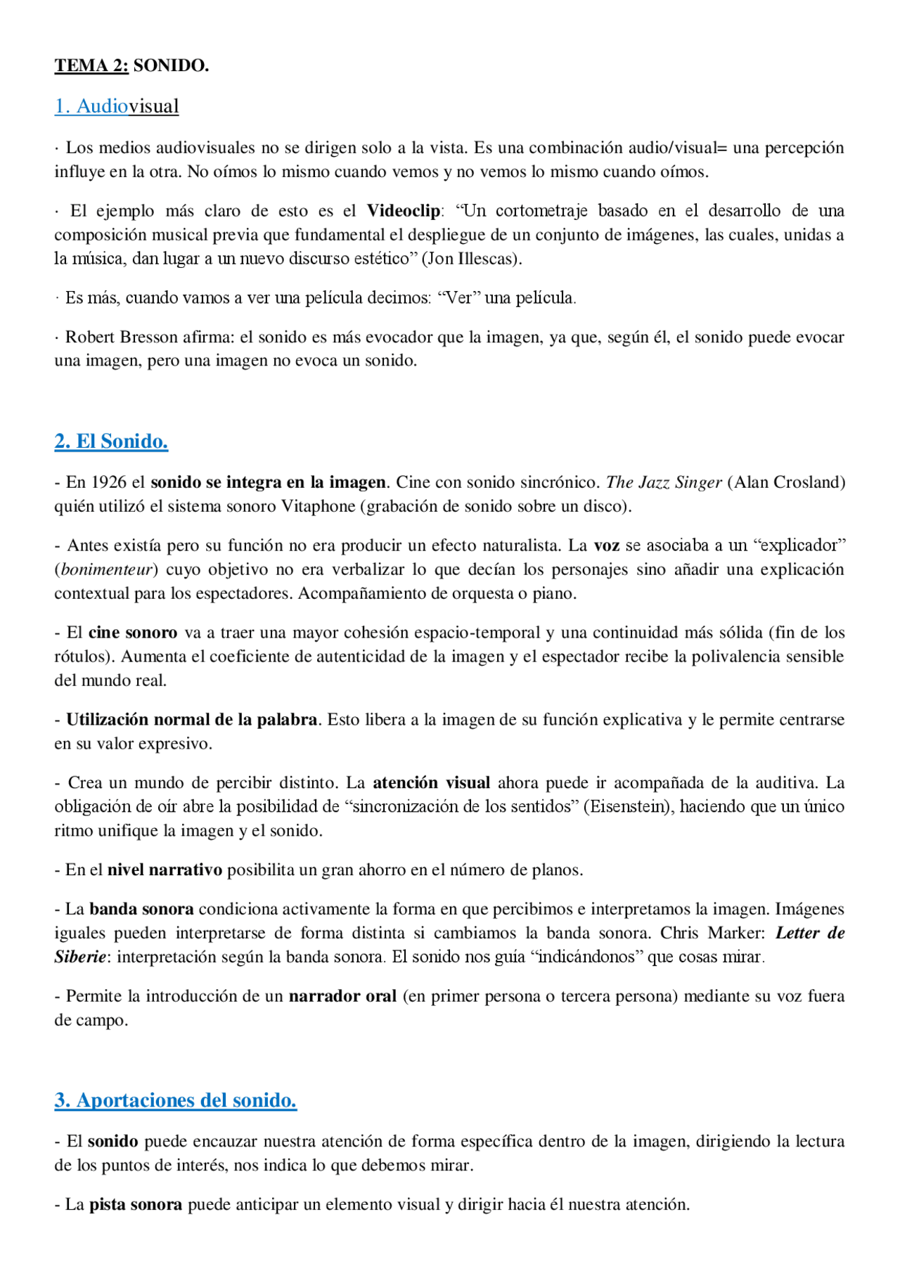 Lenguaje Audiovisual - Apuntes de Periodismo - Docsity