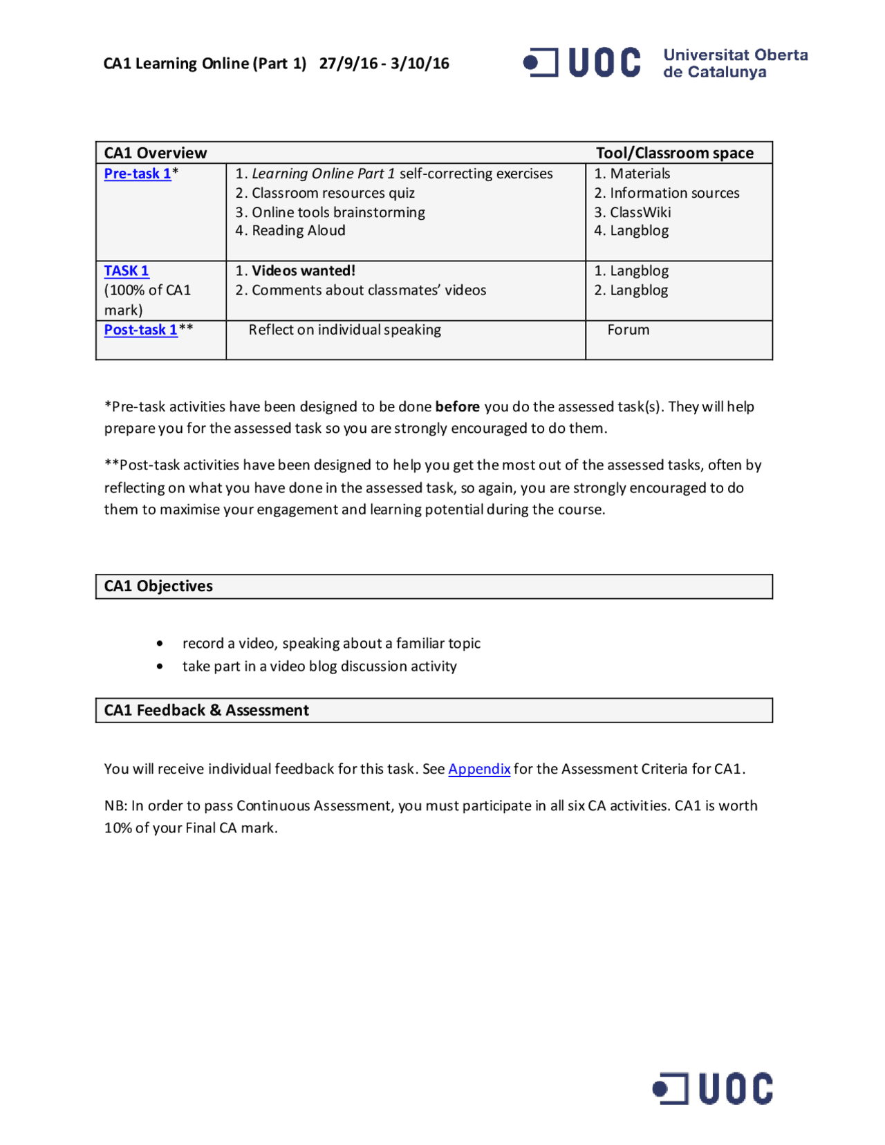 CA1 INGLES (UOC) - Apuntes de Idioma Inglés - Docsity