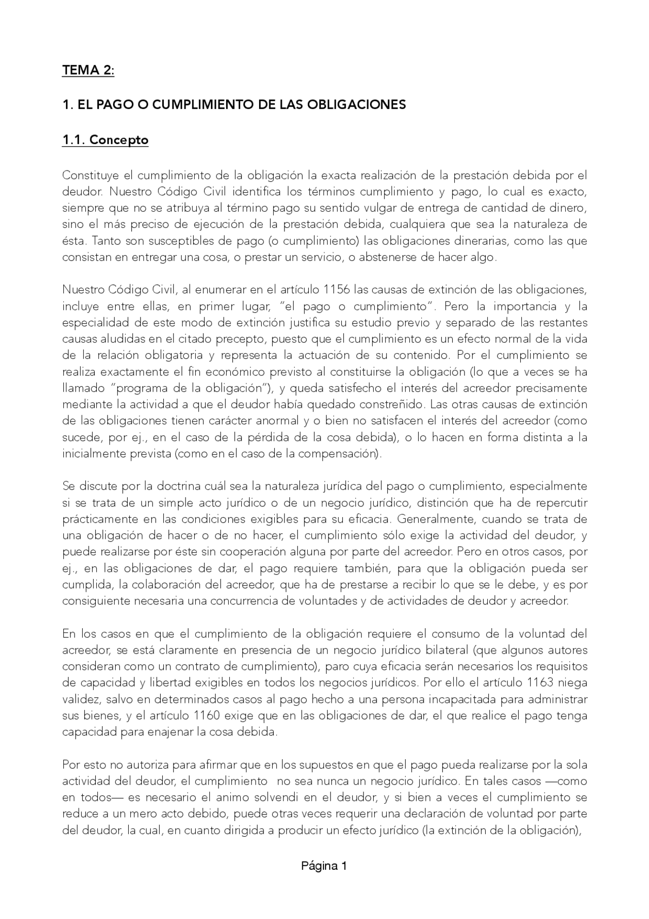 EL PAGO O CUMPLIMIENTO DE LAS OBLIGACIONES - Apuntes de Derecho de las ...