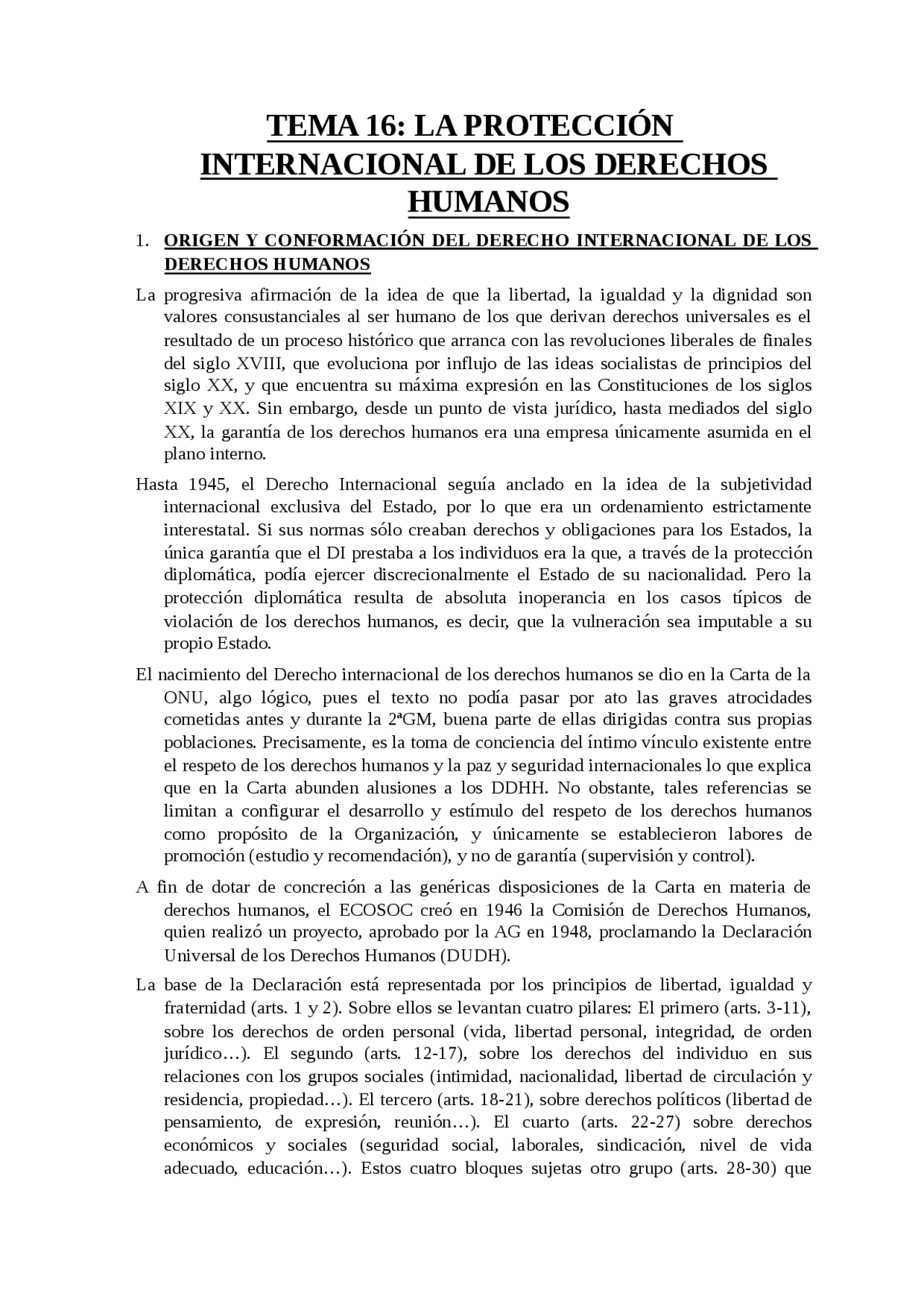 TEMA 16: LA PROTECCIÓN INTERNACIONAL DE LOS DERECHOS HUMA - Apuntes de ...