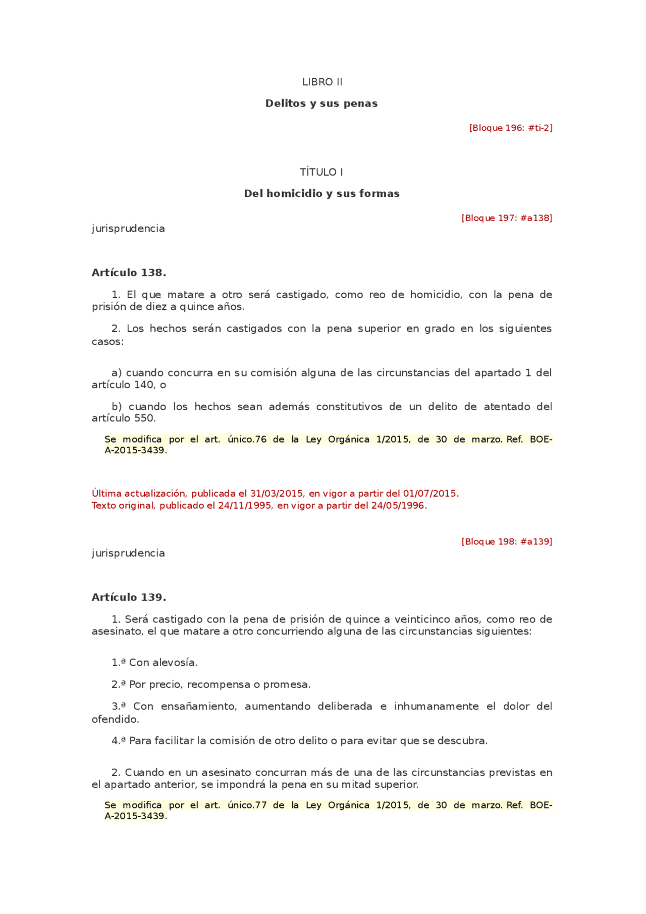 Artículo 138 C.Penal - Apuntes de Derecho Penal - Docsity