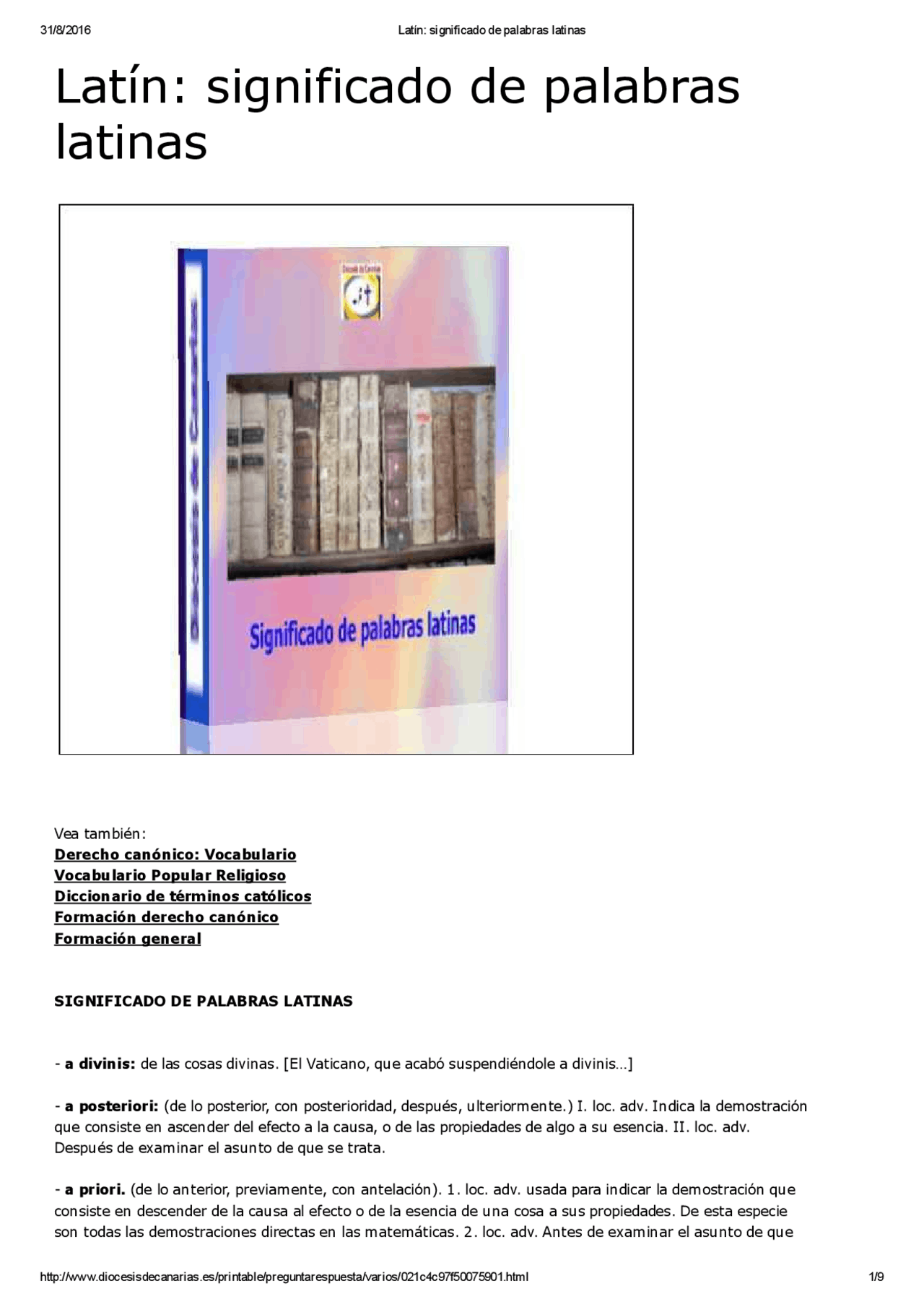 Significados de palabras latinas - Prof. 4434 - Apuntes de Lingüística |  Docsity