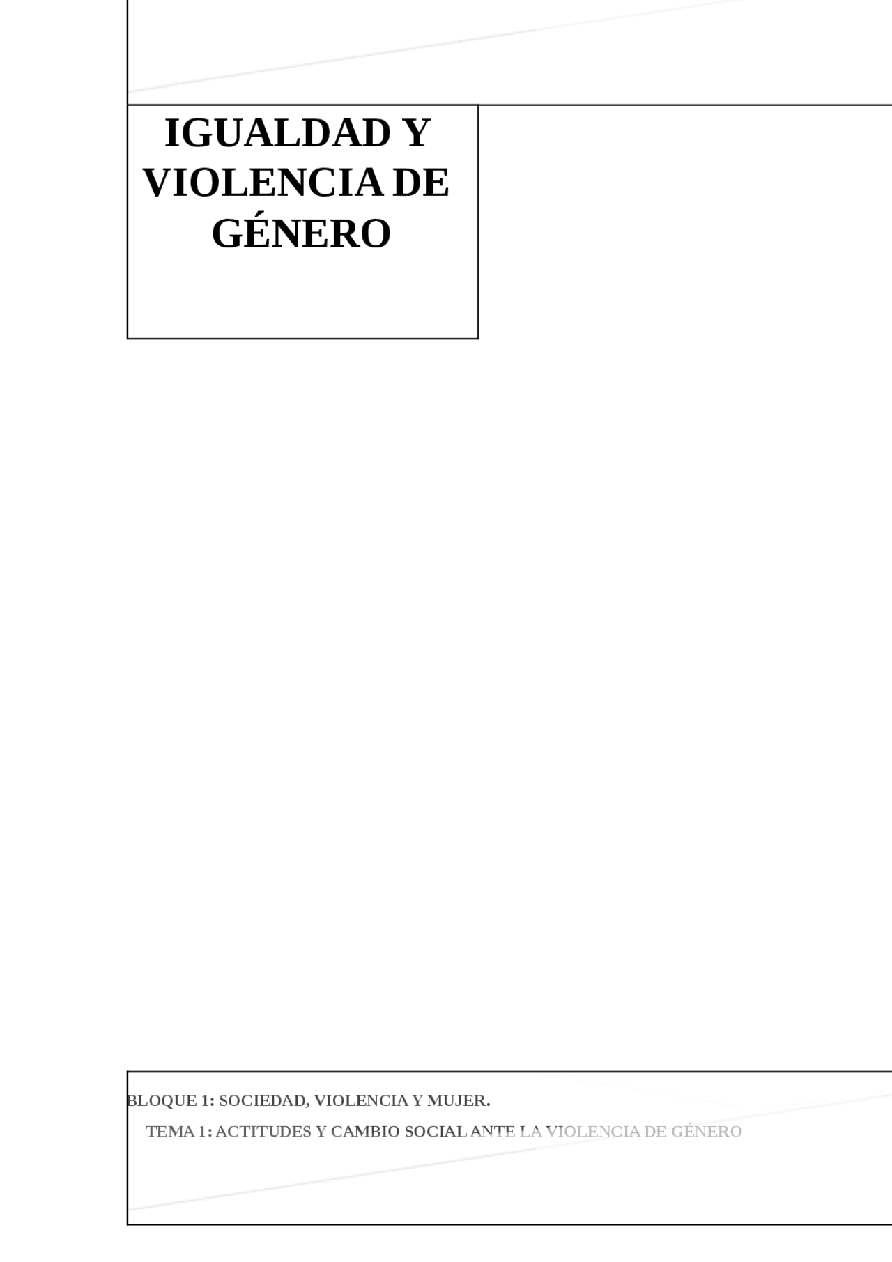 IGUALDAD Y VIOLENCIA DE GÉNERO - Apuntes de Psicología - Docsity