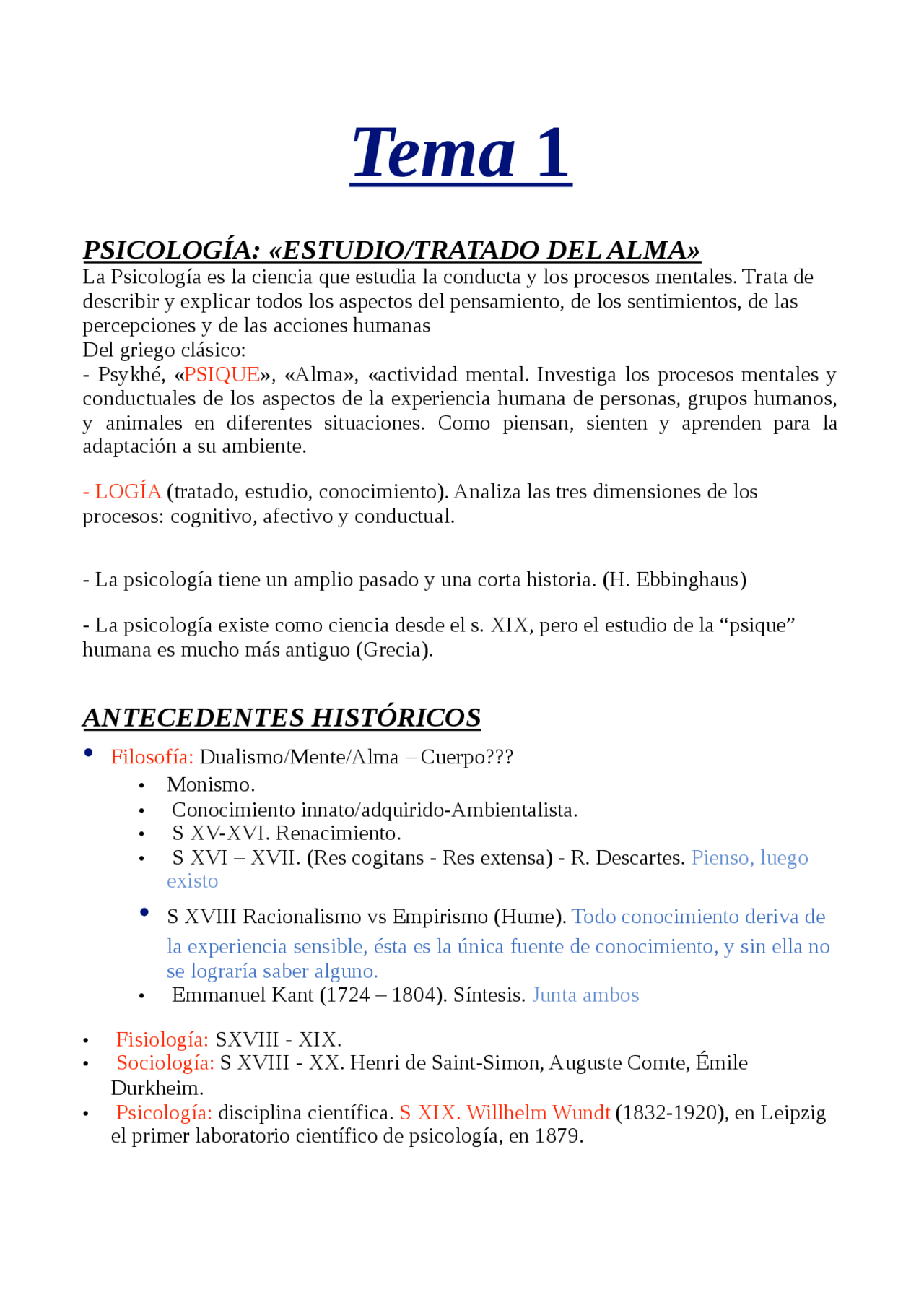 Introducción psicología tema 1 - Apuntes de Enfermería - Docsity