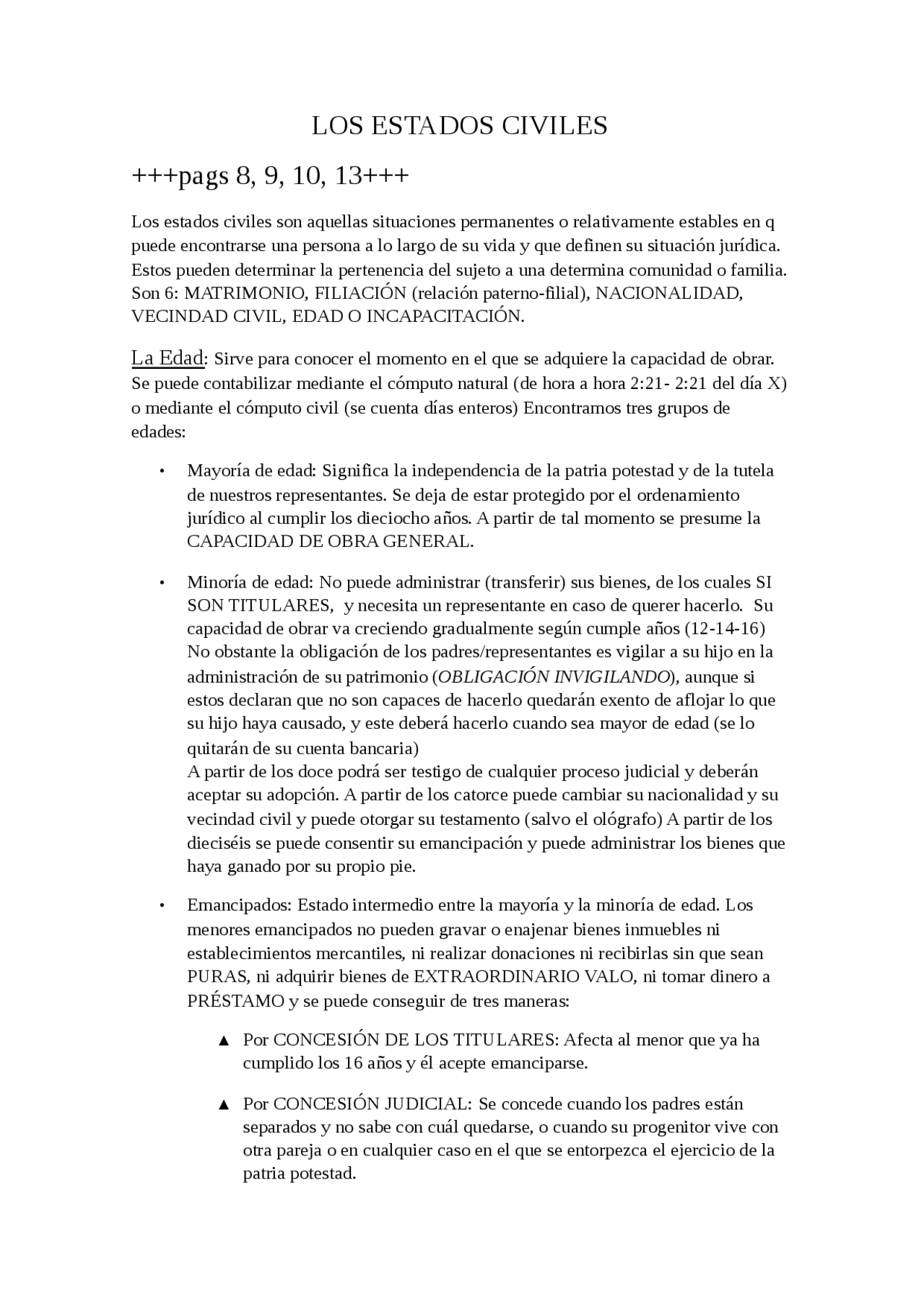 LOS ESTADOS CIVILES Apuntes de Turismo Docsity