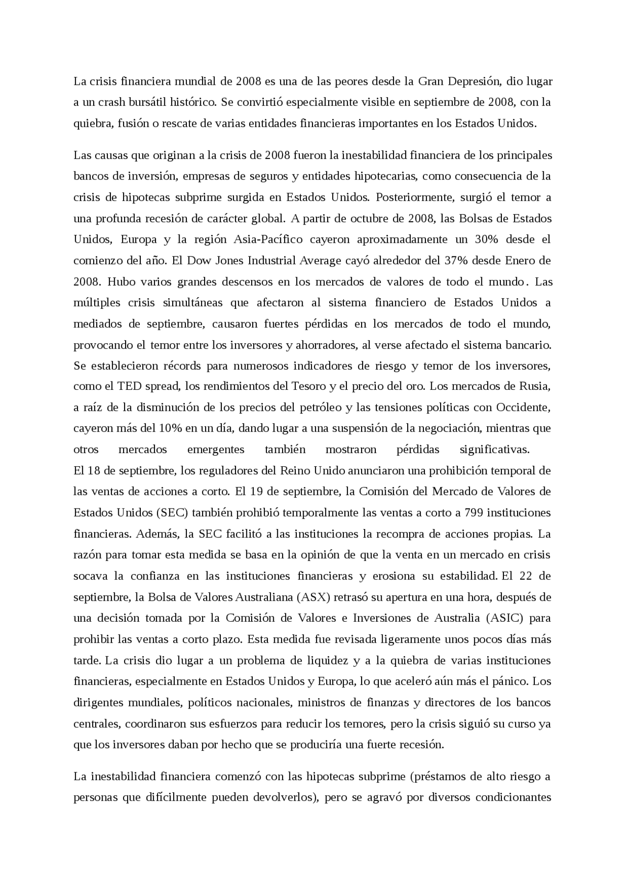 La Crisis Financiera Global de 2008: Causas, Consecuencias y Lecciones ...