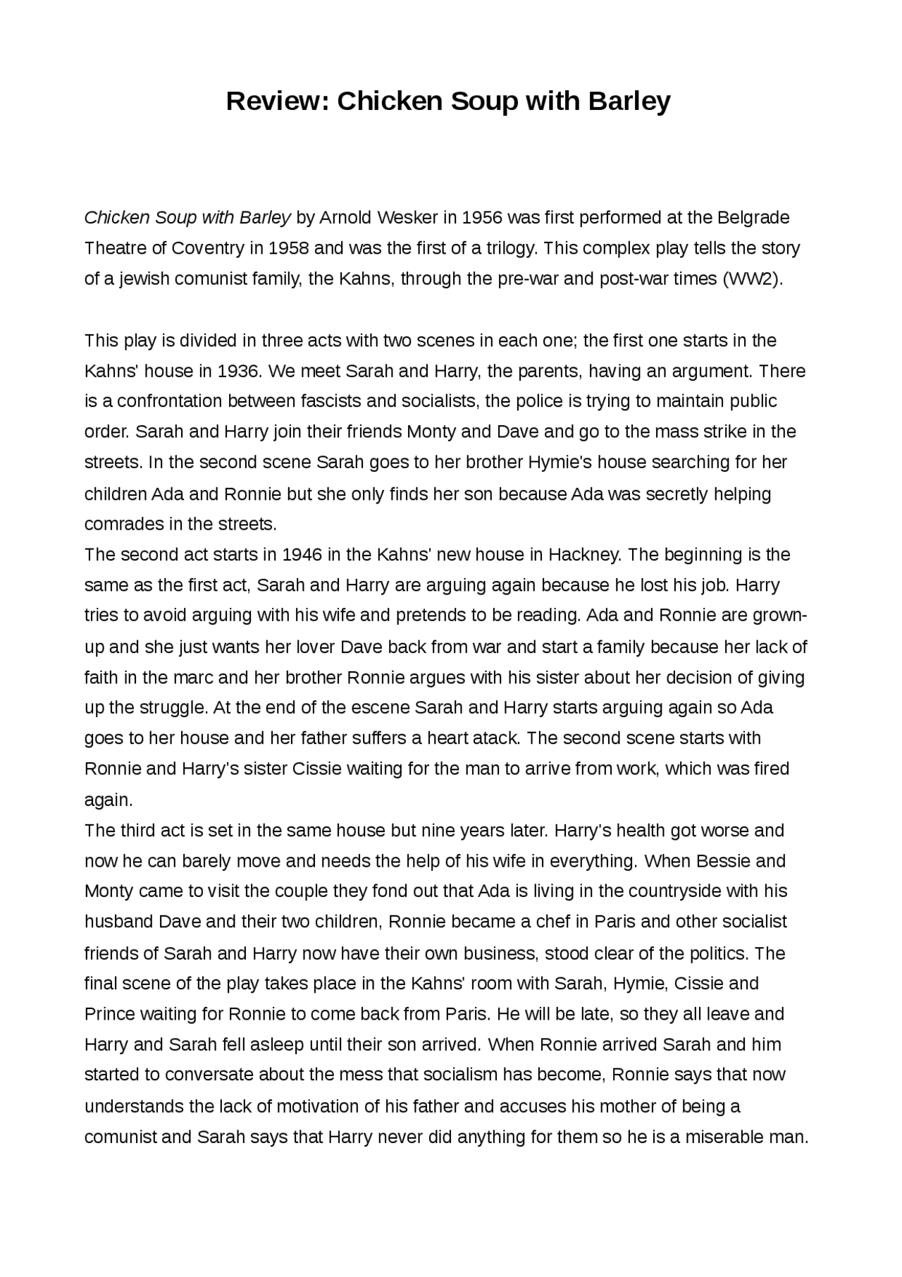 Review Chicken Soup with Barley Chicken Soup with Barley by Arnold