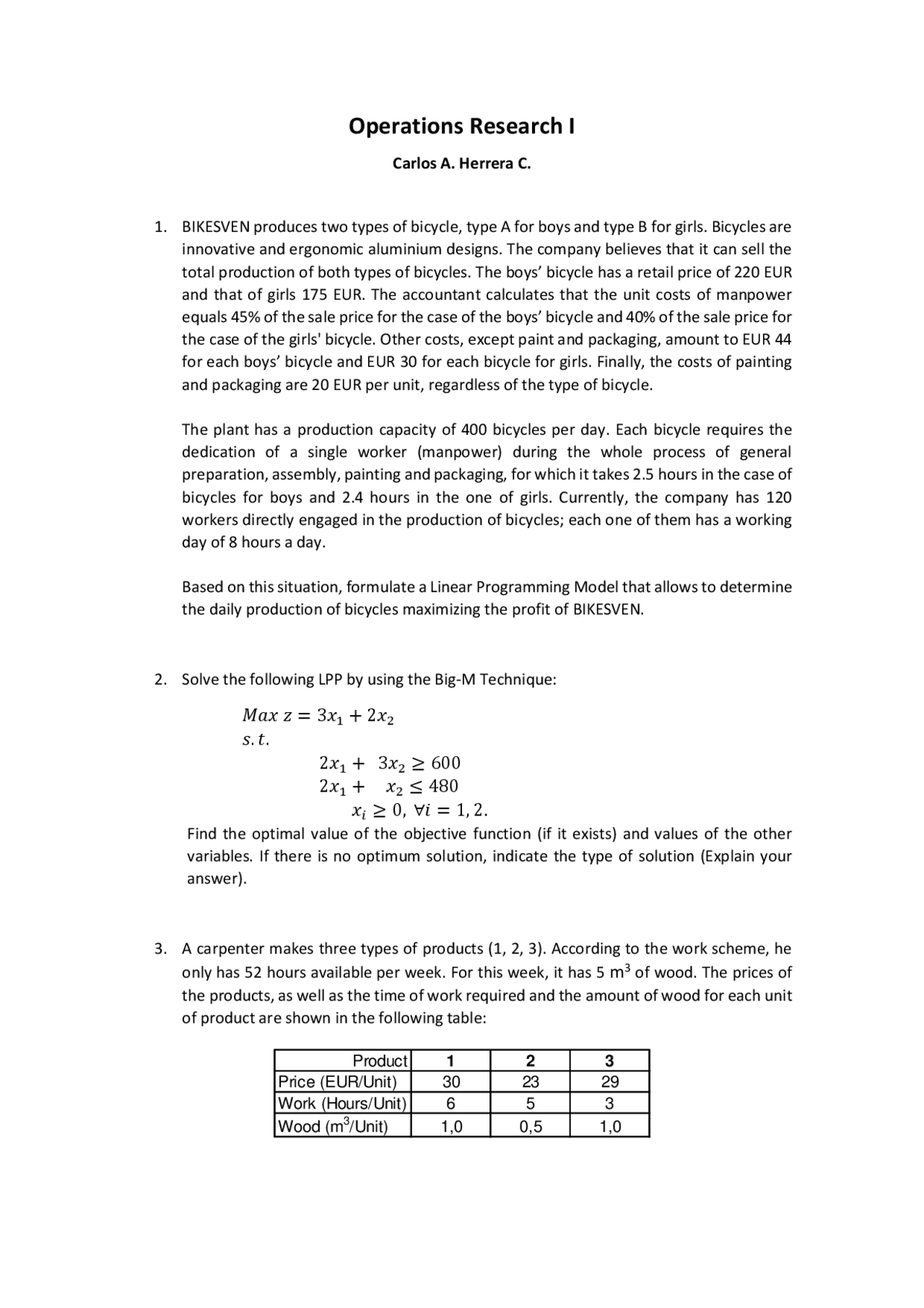 Operations Research Final Project Operations Research Final Exam Model - Apuntes de Administración de ...