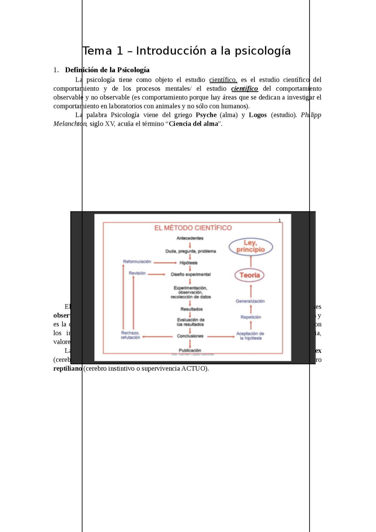 Tema 1 – Introducción a la psicología Definición de la Psicología ...
