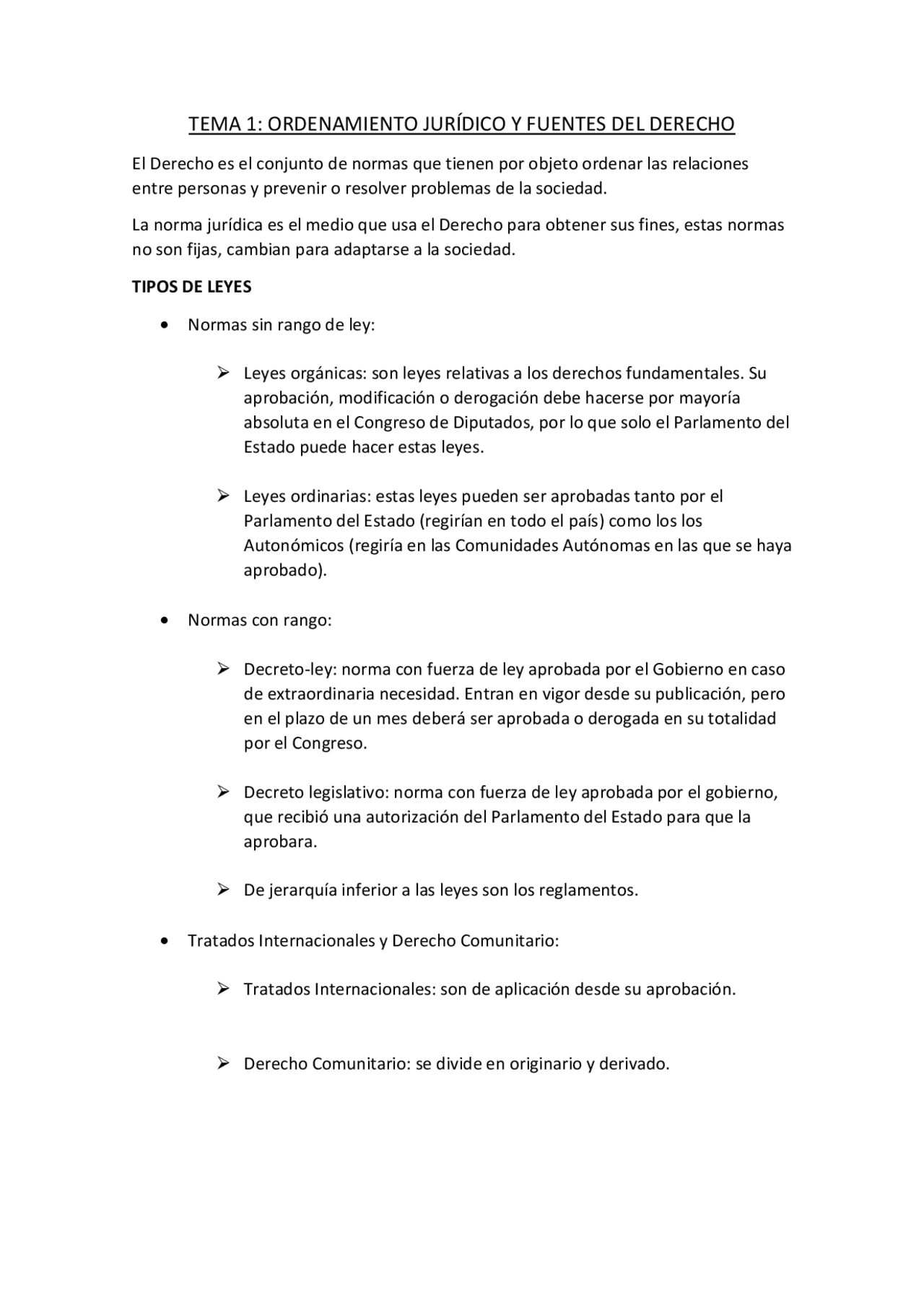 TEMA 1: ORDENAMIENTO JURÍDICO Y FUENTES DEL DERECHO - Apuntes de ...