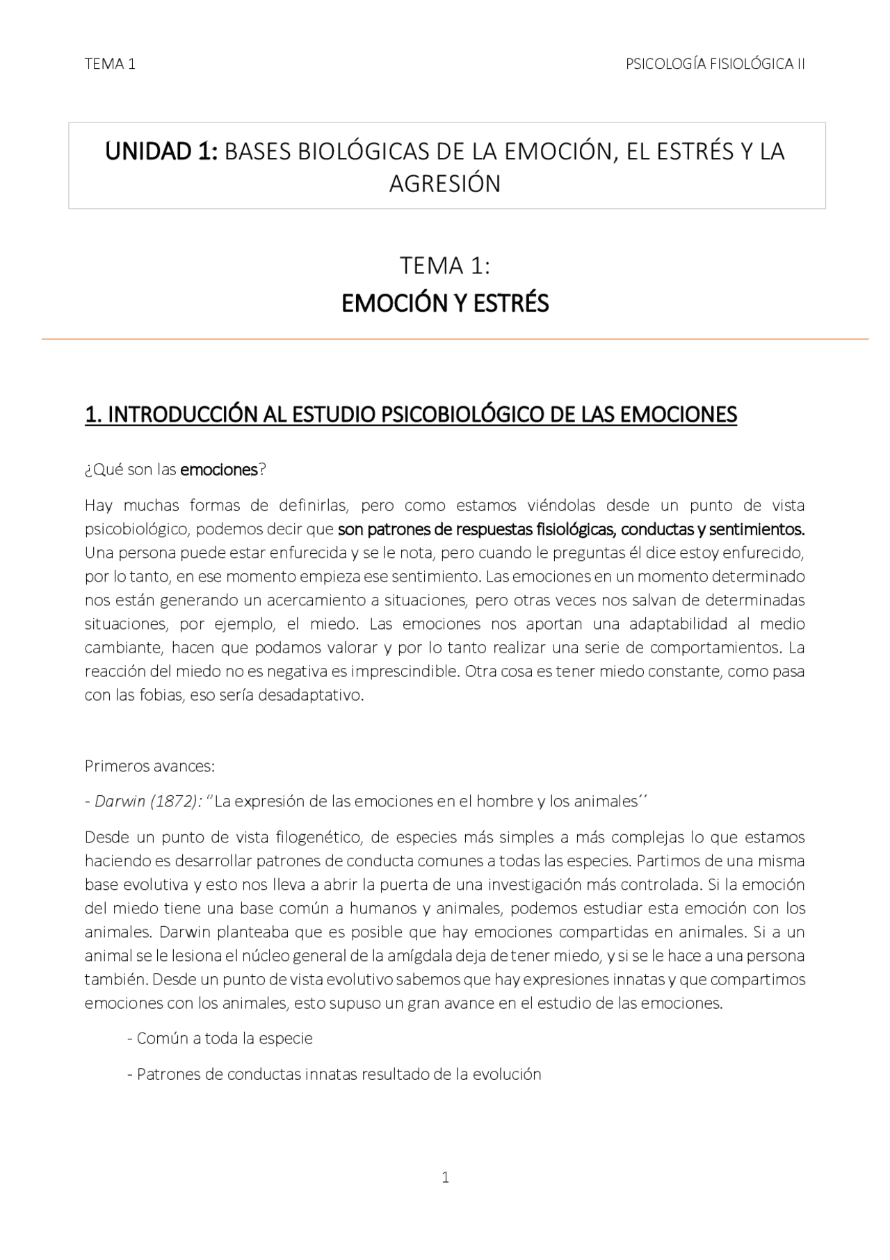 UNIDAD 1: BASES BIOLÓGICAS DE LA EMOCIÓN, EL ESTRÉS Y LA AGRESIÓN ...