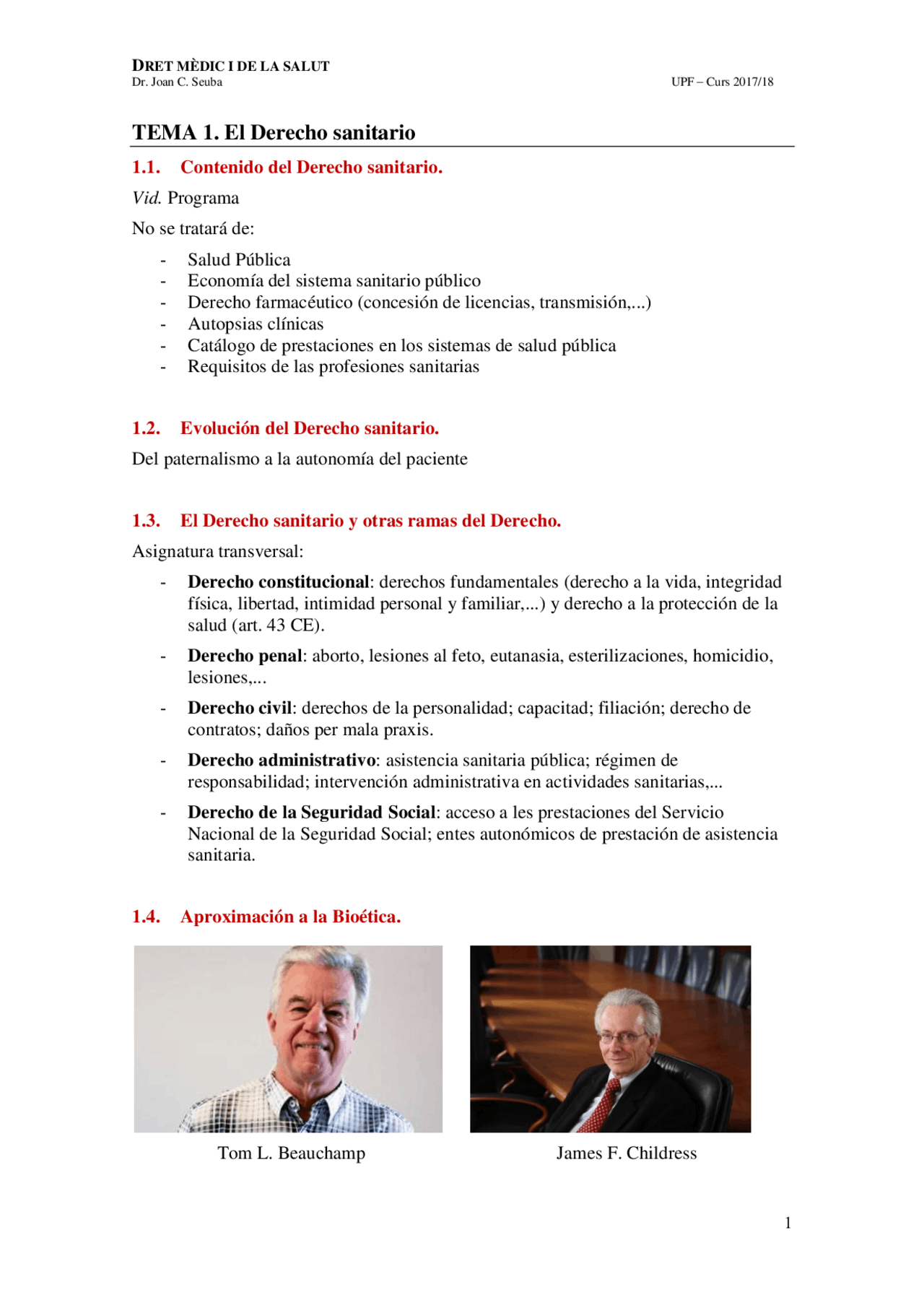 TEMA 1. El Derecho sanitario Contenido del Derecho sanitario Vid Pr