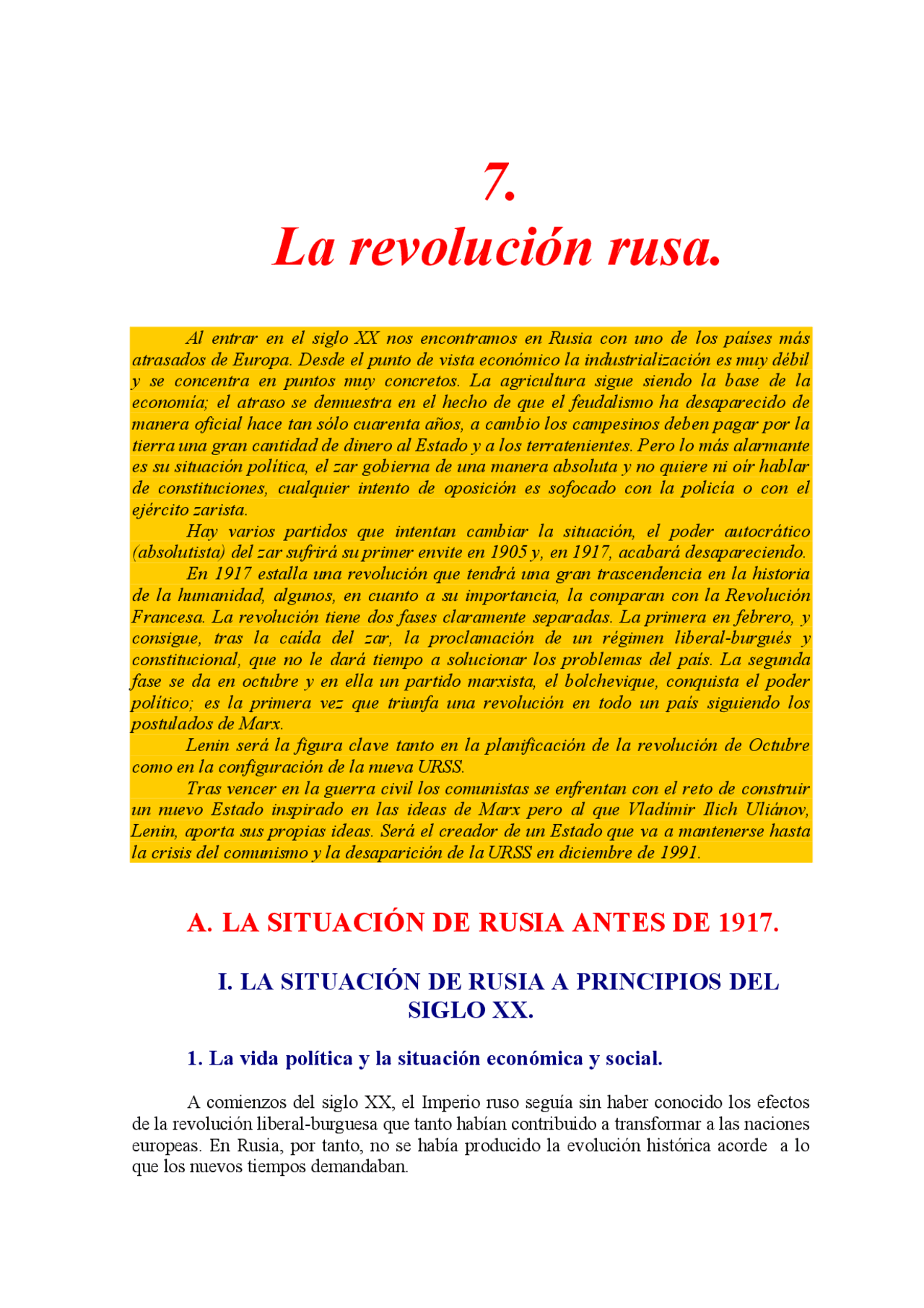 Revolucion Rusa Apuntes De Historia Docsity