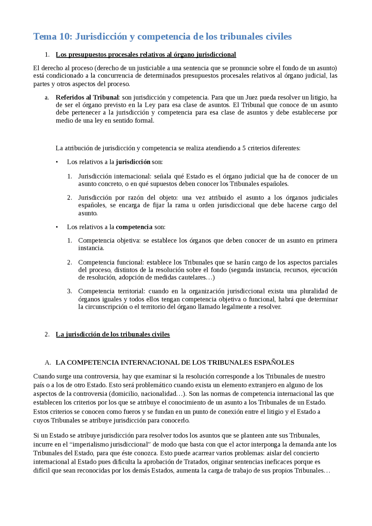 Tema 10: Jurisdicción y competencia de los tribunales civiles ...