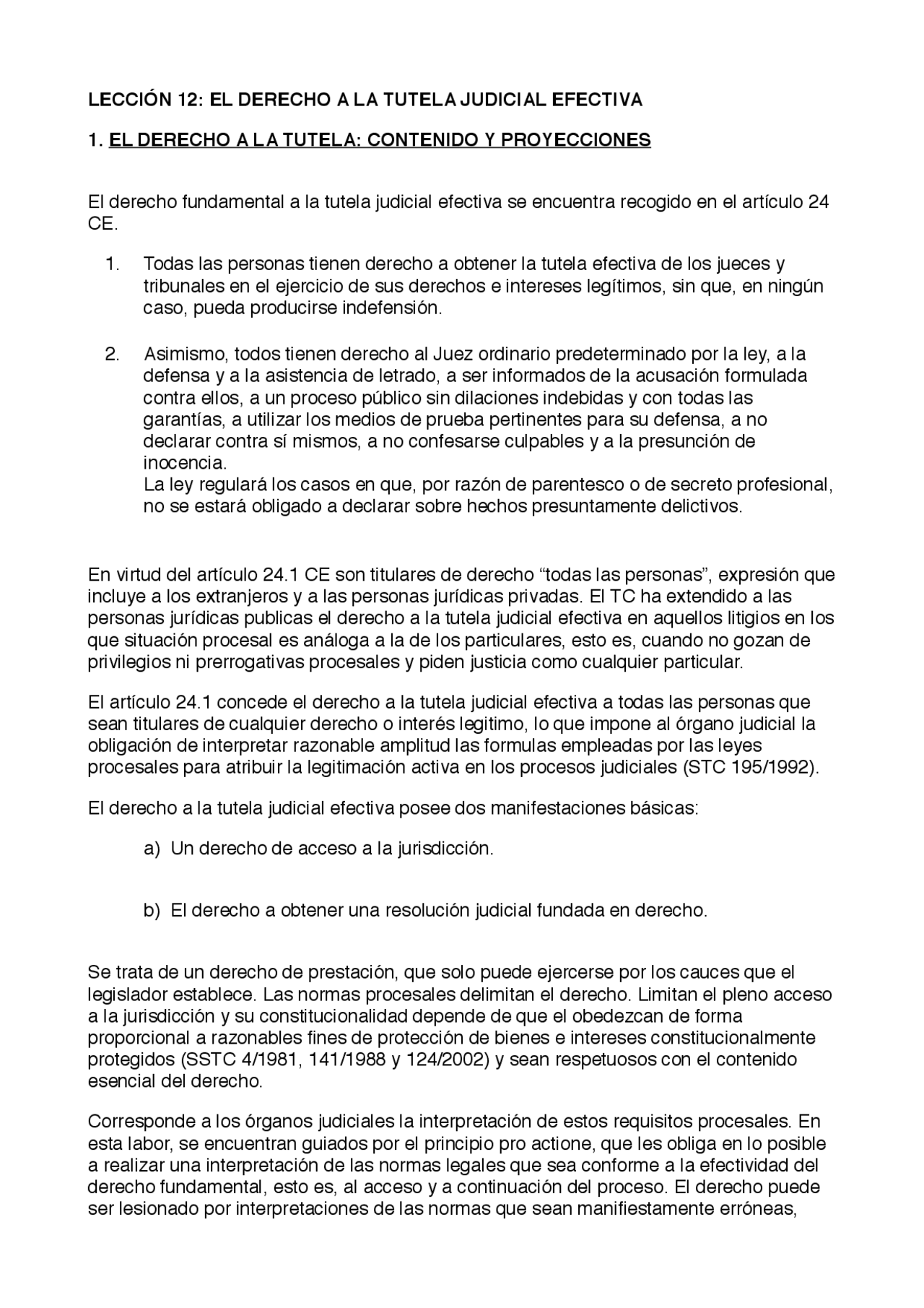 El derecho a la tutela judicial efectiva - Ejercicios de Derecho ...