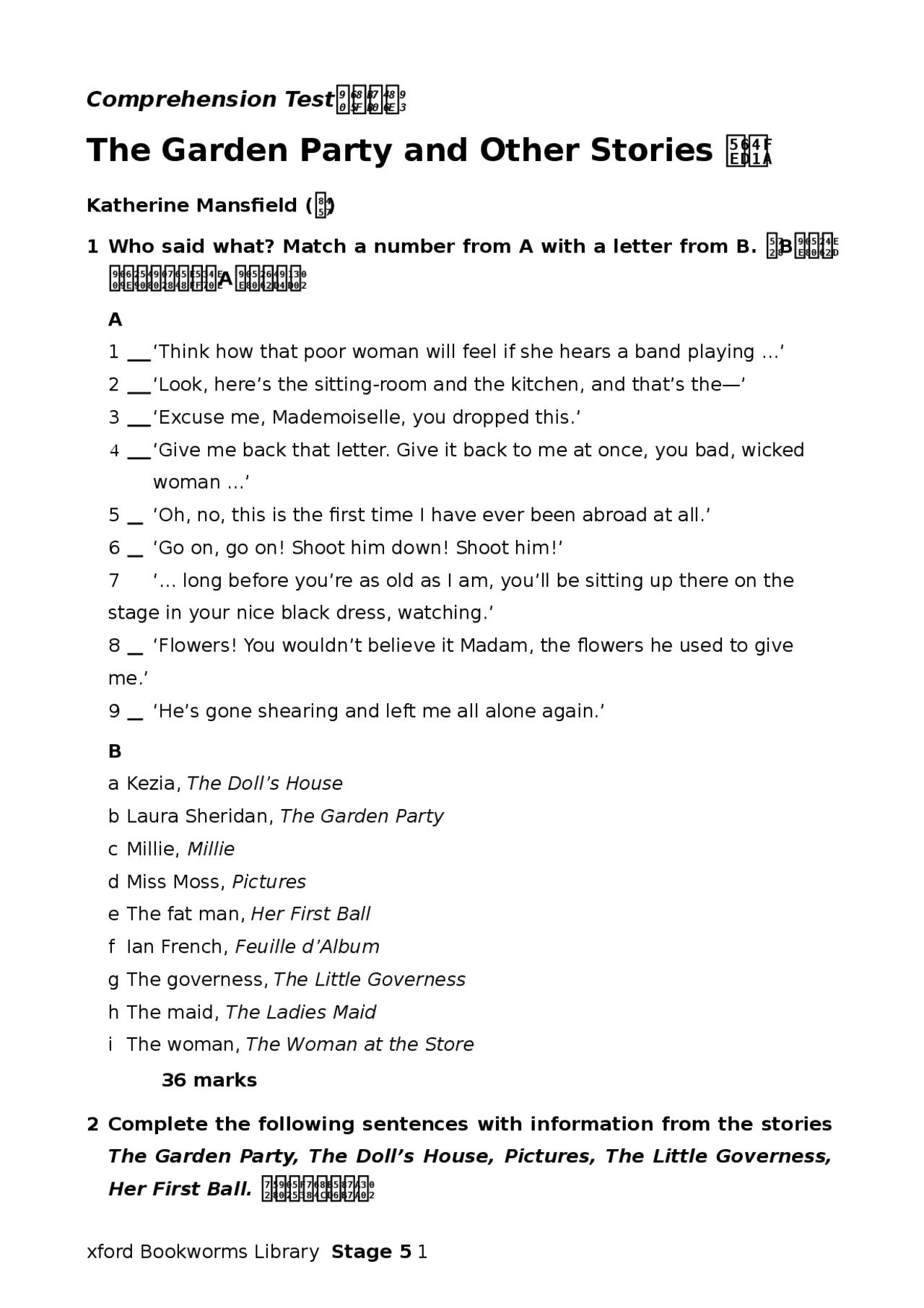 The garden Party questions. Algunas preguntas que generalizan el