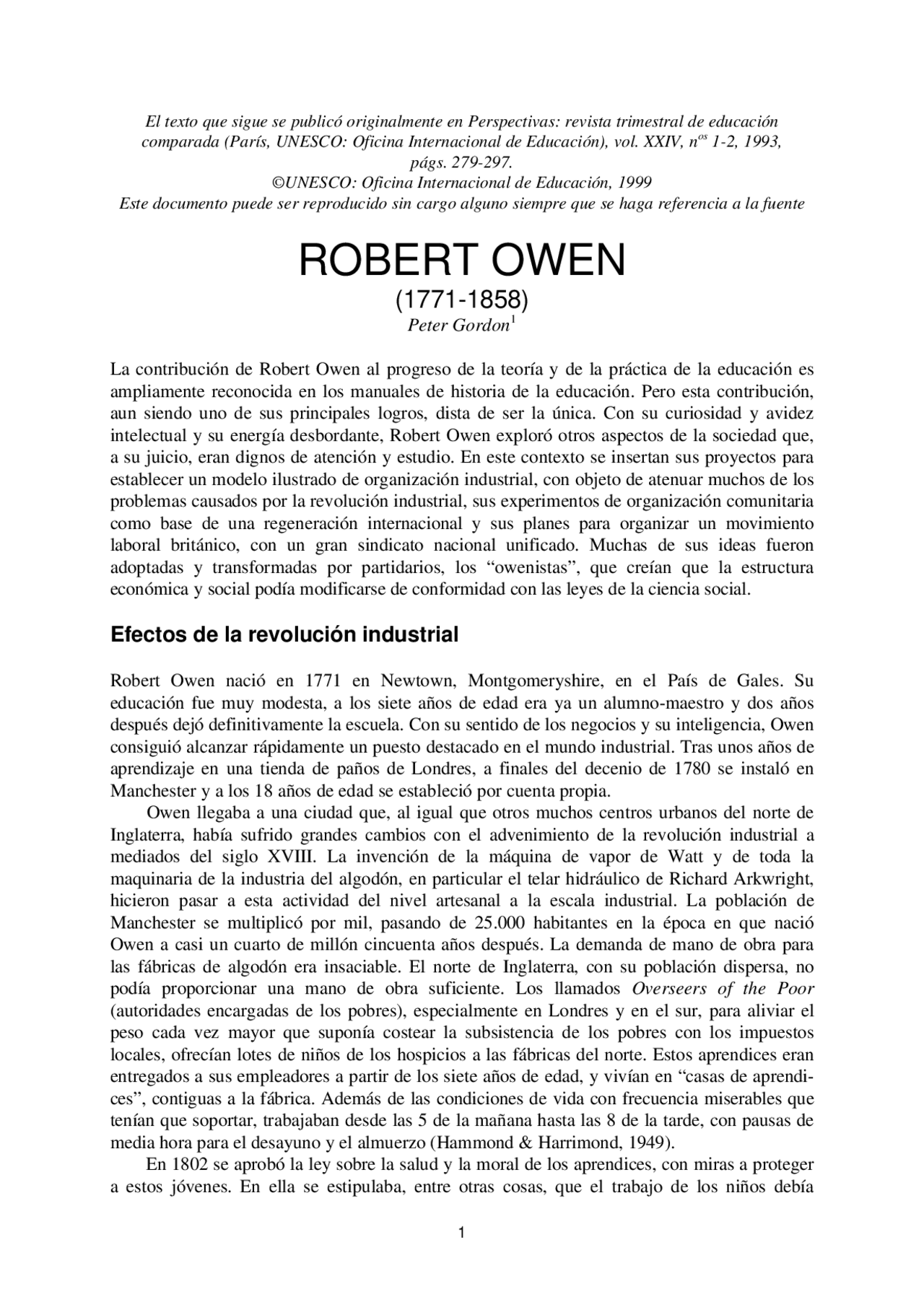 Robert Owen Peter Gordon La Contribucion De Robert Owen Al Ejercicios De Criminologia Docsity