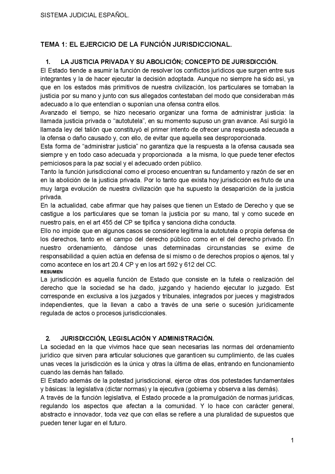 TEMA 1: EL EJERCICIO DE LA FUNCIÓN JURISDICCIONAL - Ejercicios de ...