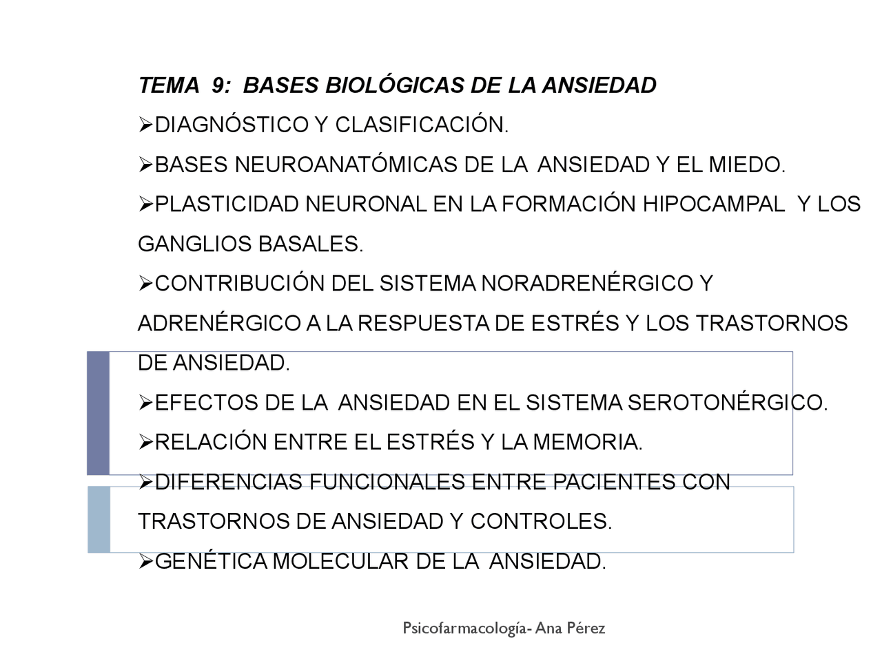 Apuntes Bases biologicas de la ansiedad - Ejercicios de Farmacología ...
