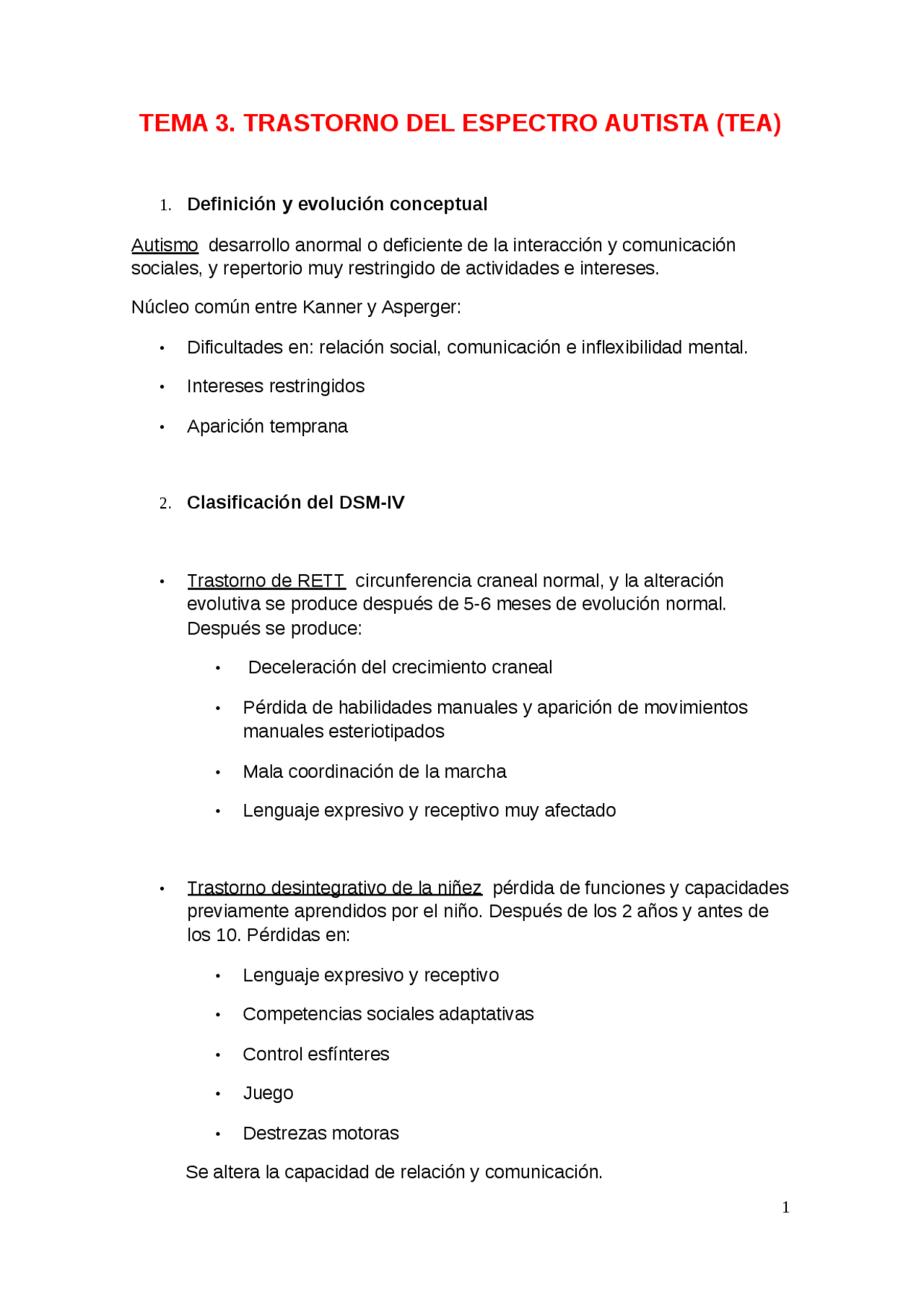 TRASTORNO DEL ESPECTRO AUTISTA (TEA Definición y - Ejercicios de ...