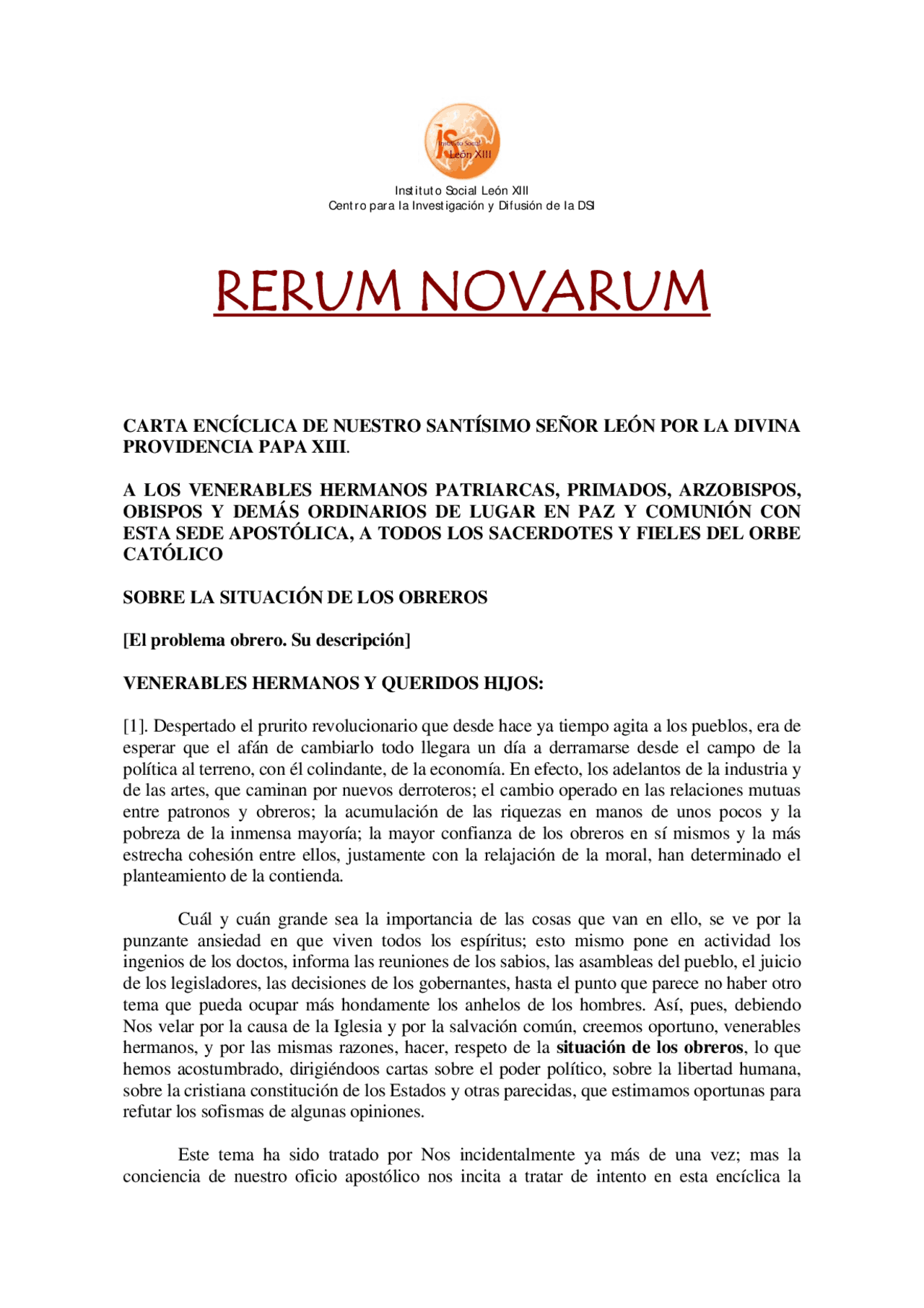 Rerum Novarum Ejercicios De Historia Social Y Economica Docsity