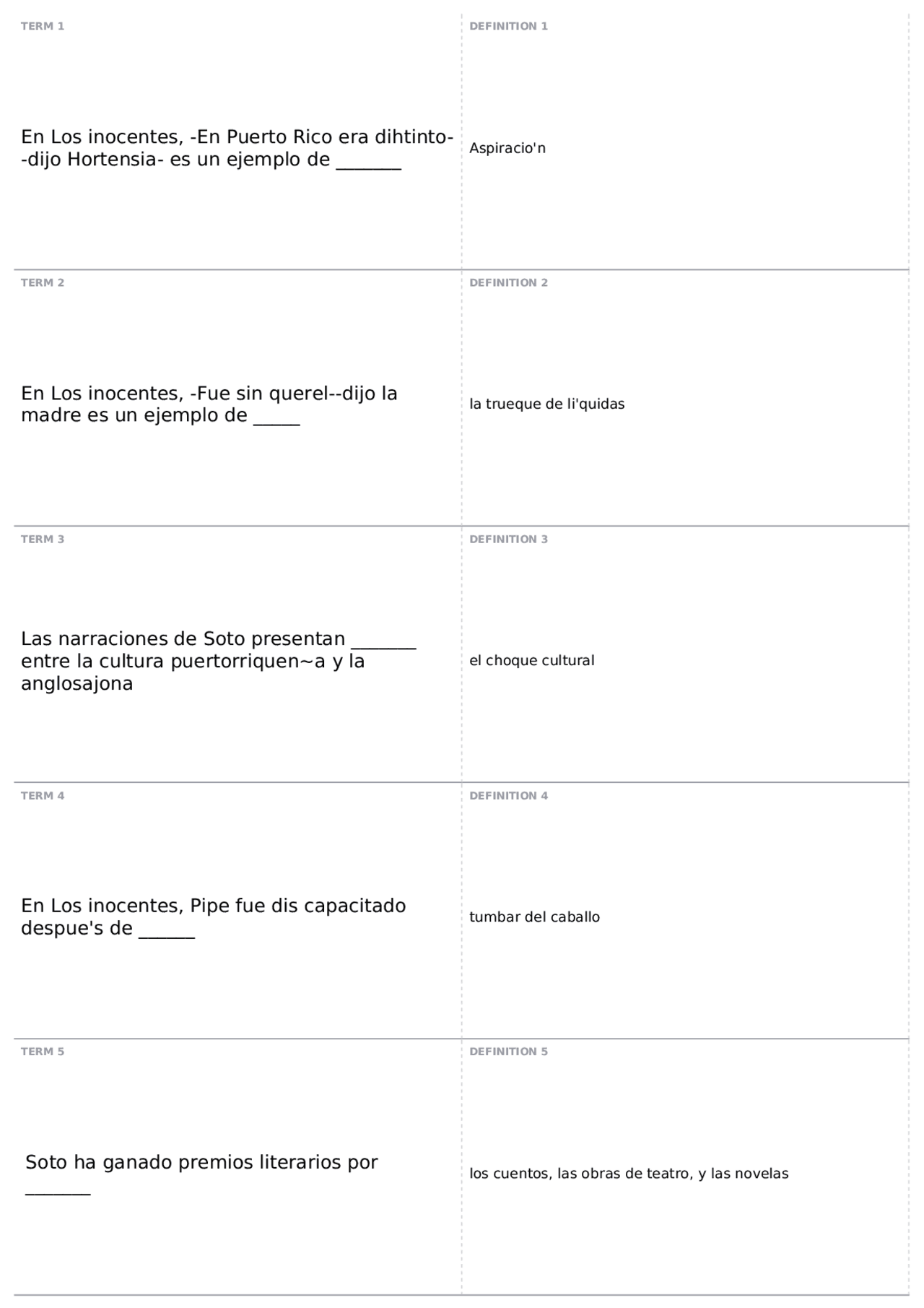 Language and Culture Terms in Puerto Rico and Central America | Quizzes ...
