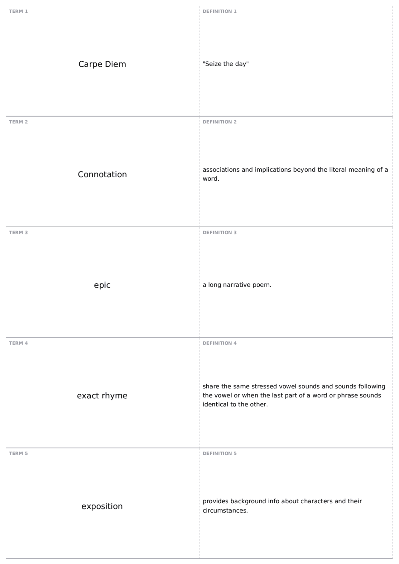 Final Term Simple Final terms | ENGL - Literature - Docsity