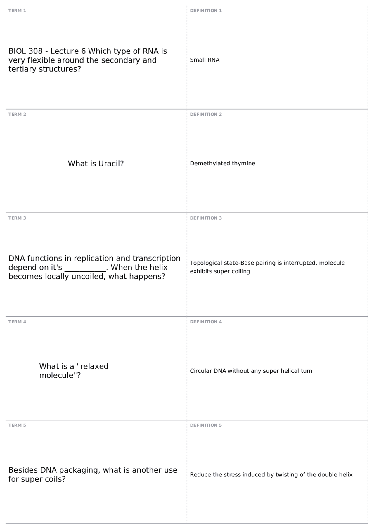 BIOL 308 - Lecture 6 Flashcards | BIOL - Molecular Biology - Docsity