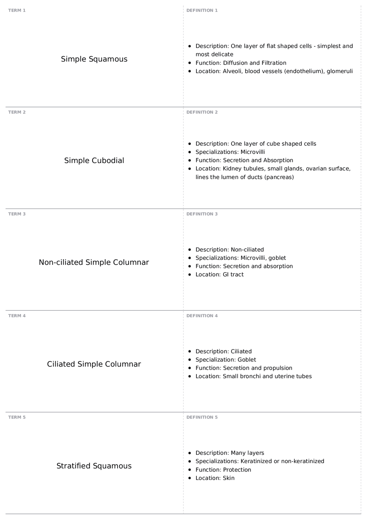 Epithelial Tissue | KIN 2500 - HUMAN ANATOMY - Docsity