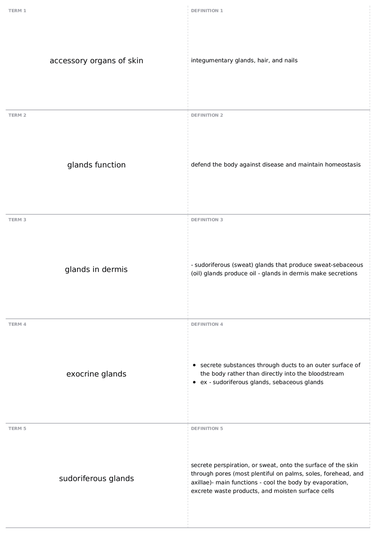 Ch 5 Accessory organs skin CLAS 1030 Medical Terminology Docsity