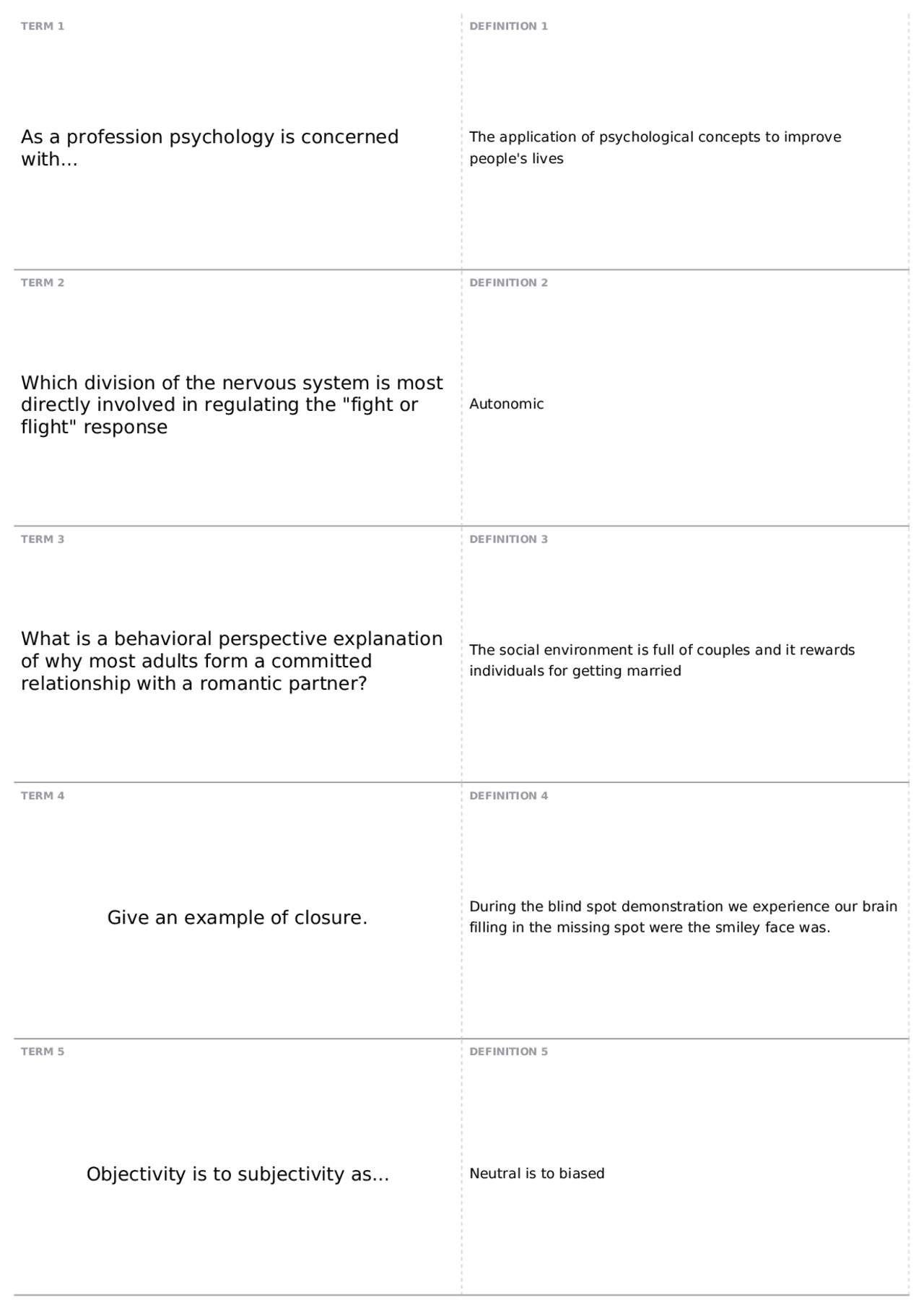 Exam 1, part 2 | PSYC 101 - GENERAL PSYCHOLOGY - Docsity