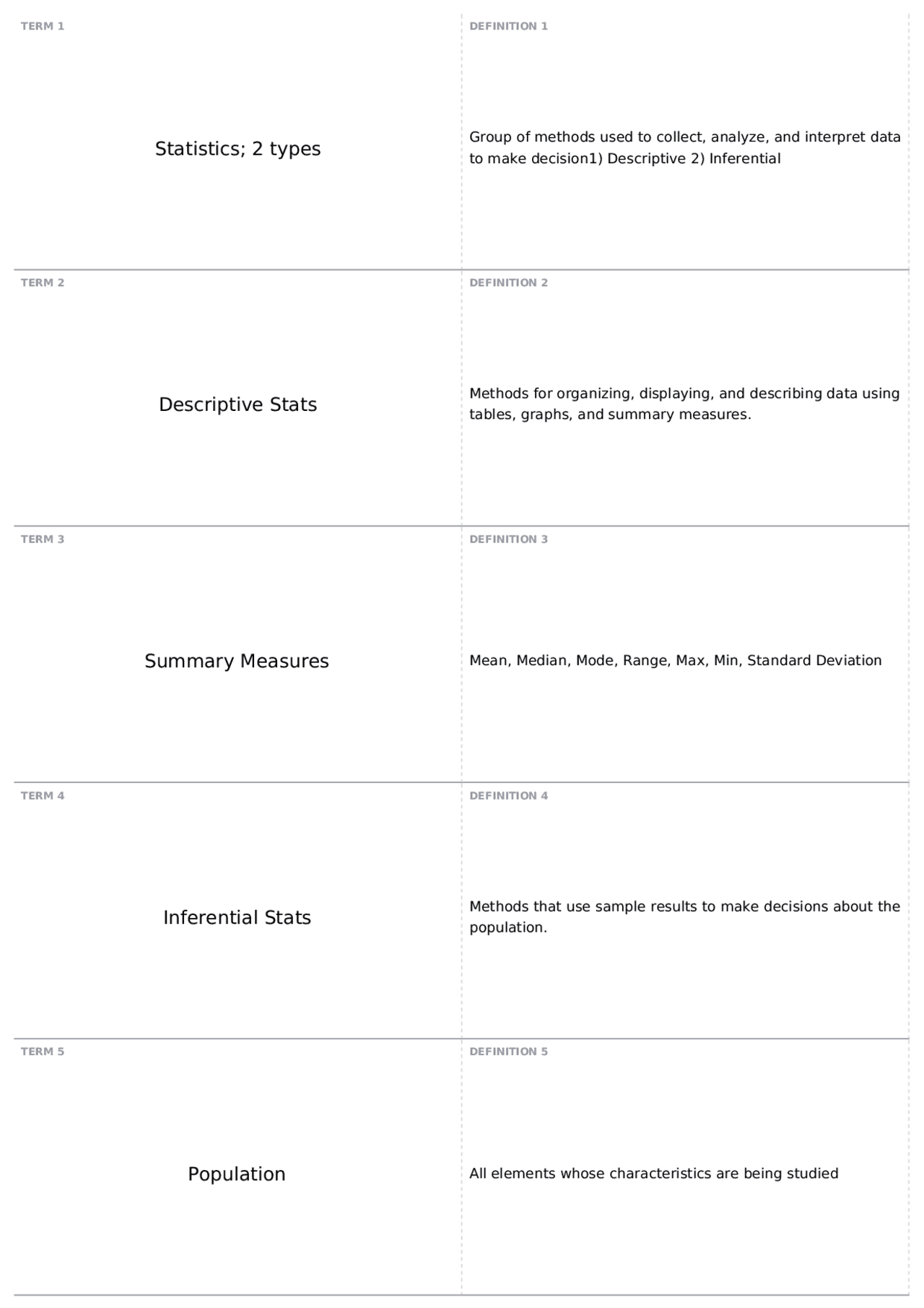 Statistics Terminology and Concepts | Quizzes Statistics | Docsity
