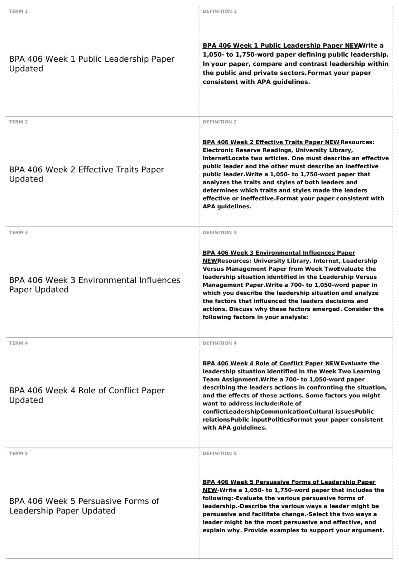 Public Leadership Paper Series for BPA 406 Course | Quizzes Linguistics ...