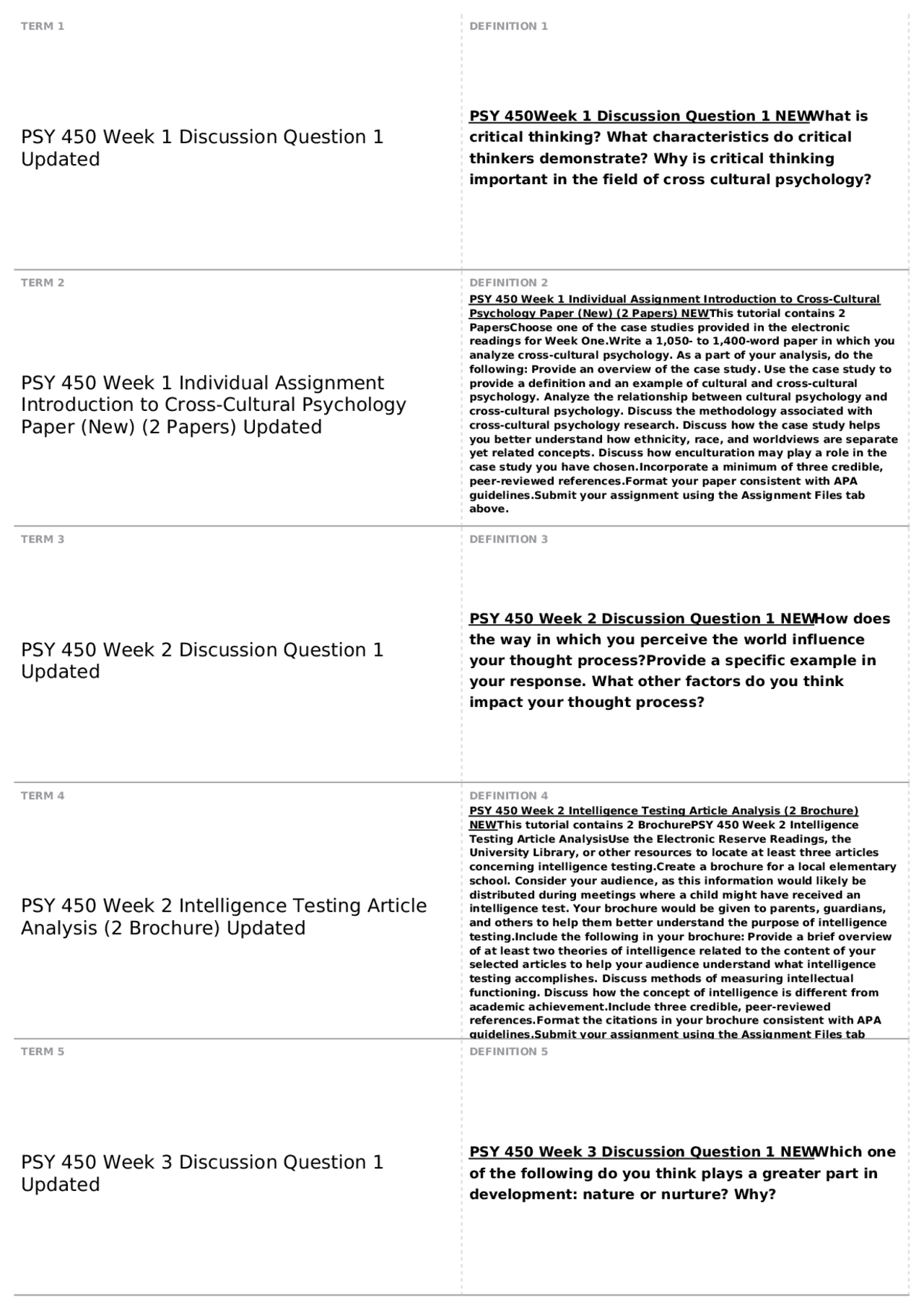 PSY 450, part 2 | EDUC - Educational Linguistics - Docsity
