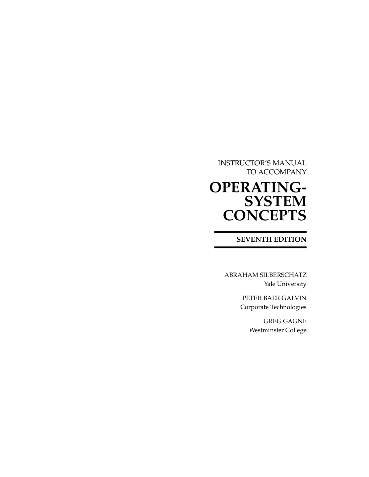 Operating System Concepts 7th Instructors Manual - - - - - - - - | Docsity