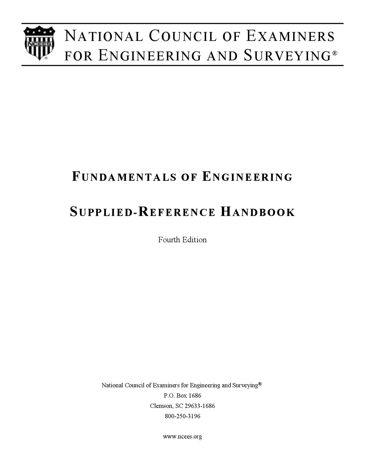NCEES - Fundametals of Engineering Supplied Reference Handbook 4th Ed ...