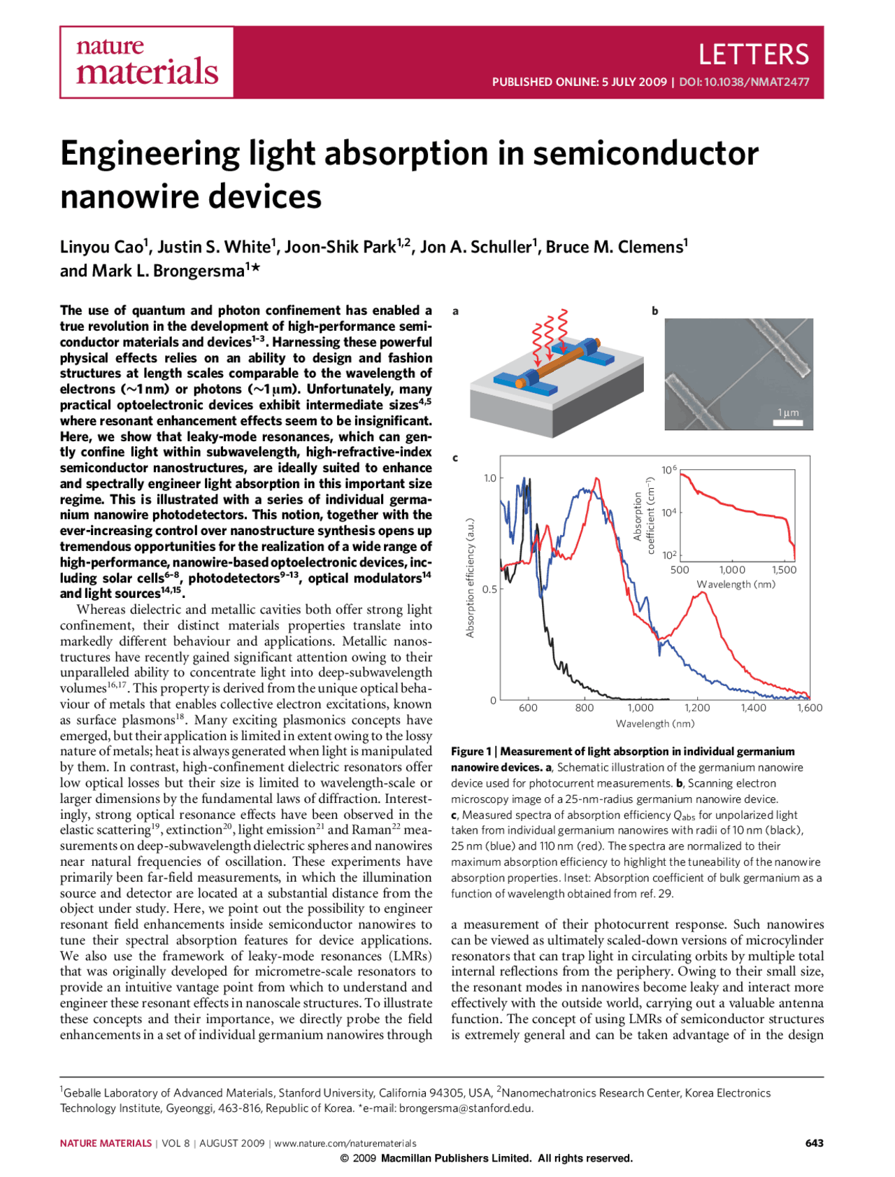 Engineering light absorption in semiconductor nanowires devices ...