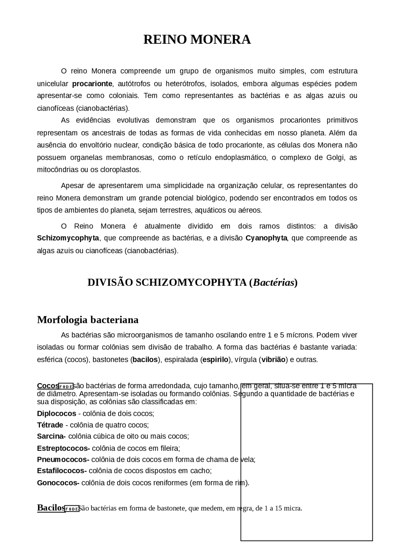 Reino Monera - Biologia - Biologia | Docsity