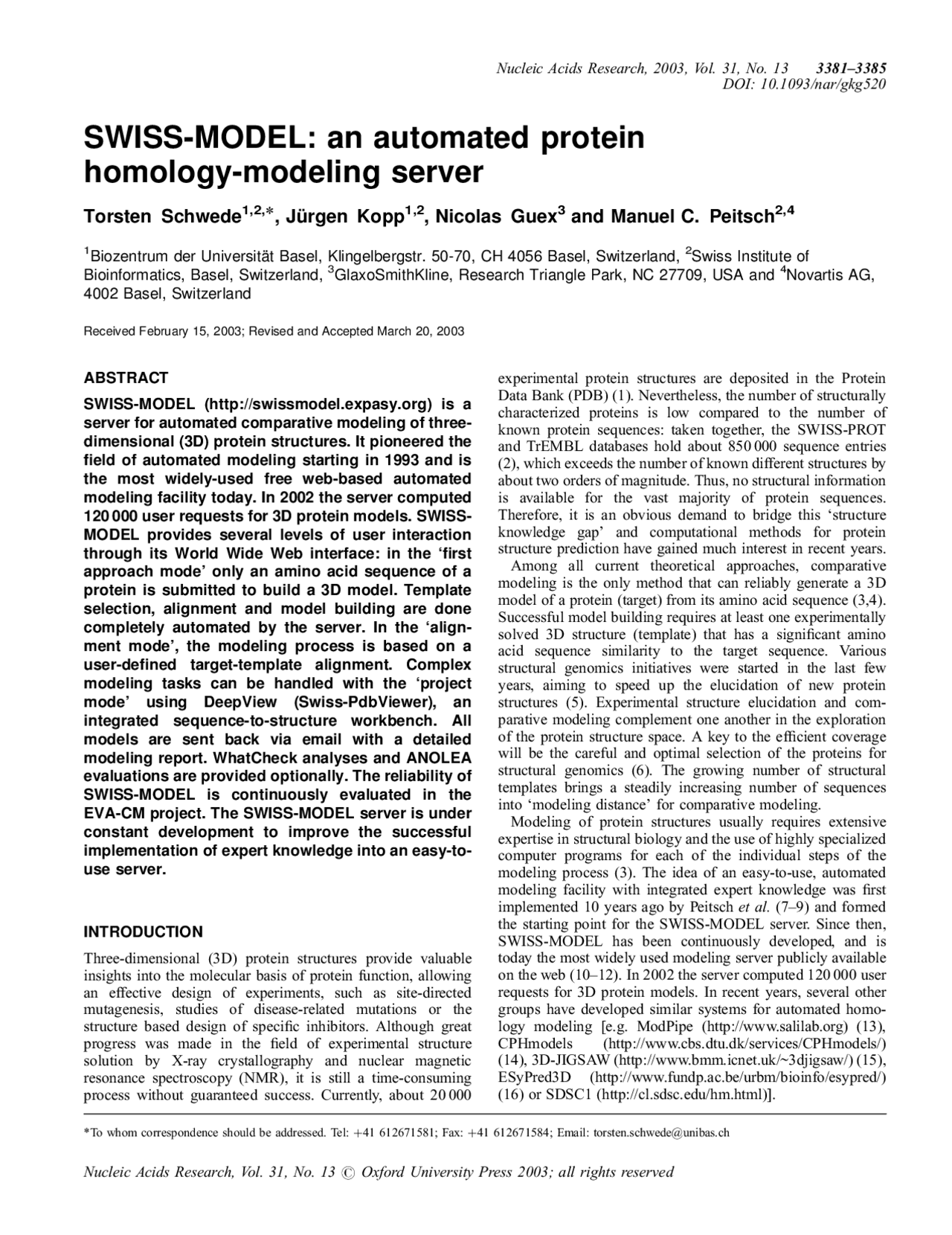 Swiss model SWISSMODEL Docsity