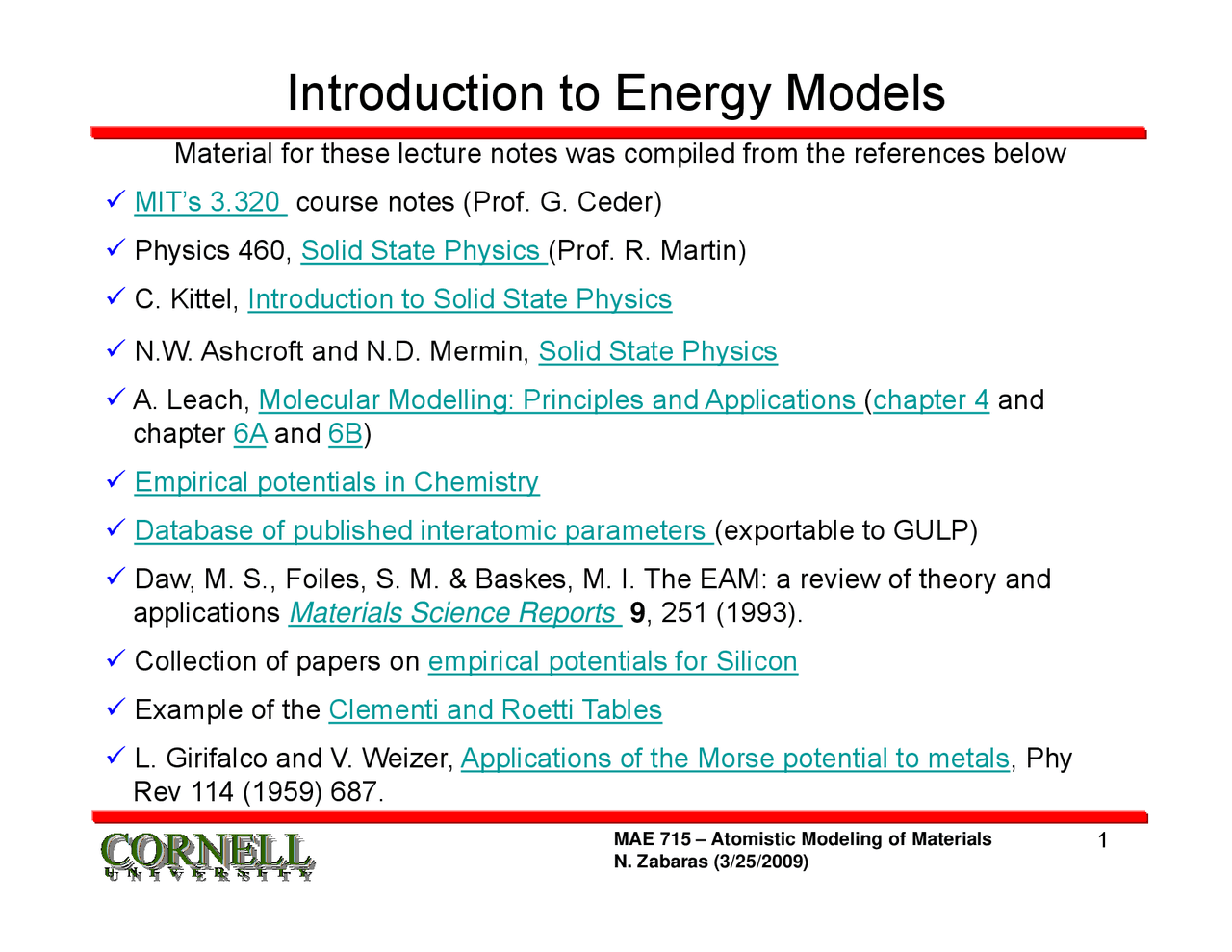 Introduction to Energy Models - Introduction to Energy Models - Docsity