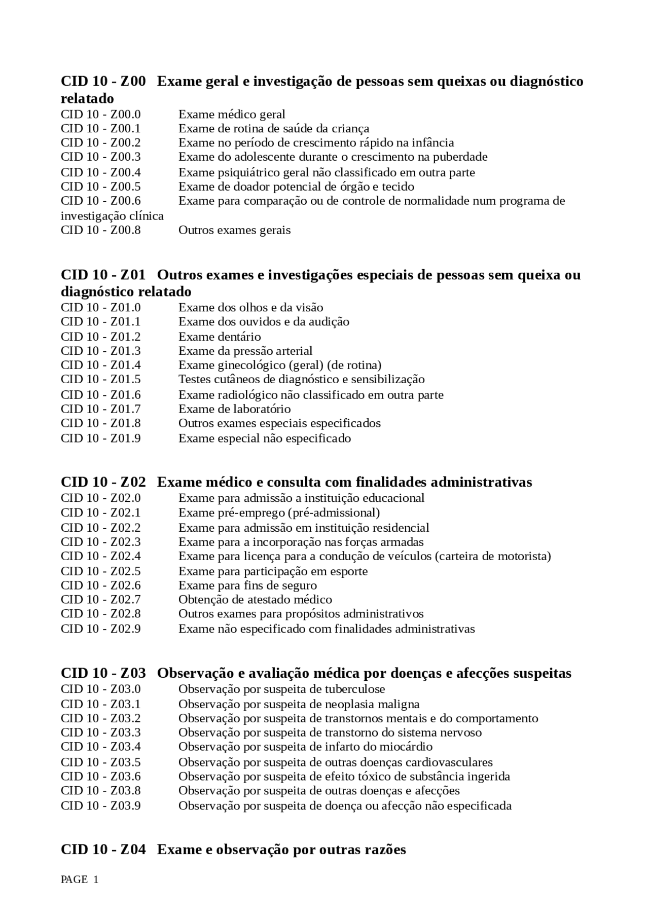 Classificação internacional de doenças CID Z CID Z CID Z Docsity Classificação internacional de doenças CID Z CID Z CID Z Docsity