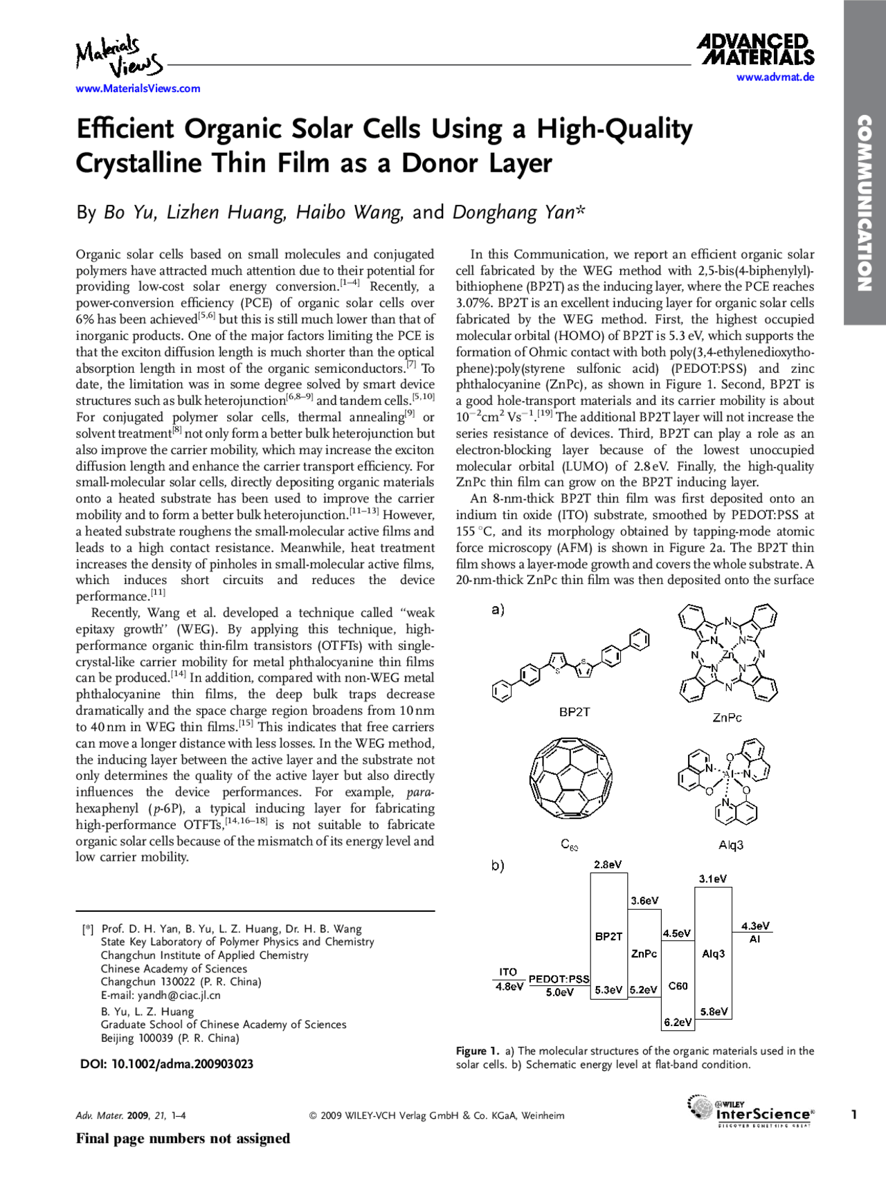 Efficient Organic Solar Cells Using a High-Quality Crystalline Thin ...
