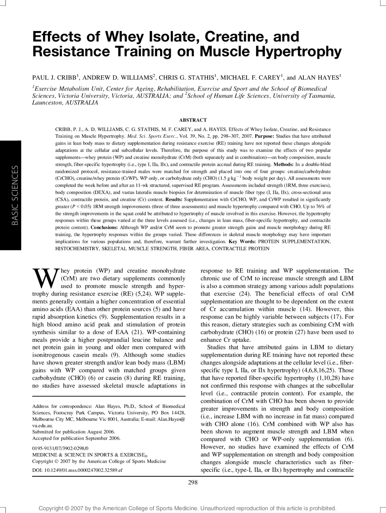 Effects of Whey Isolate, Efeitos do Wheyprotein Whey protein (WP) and