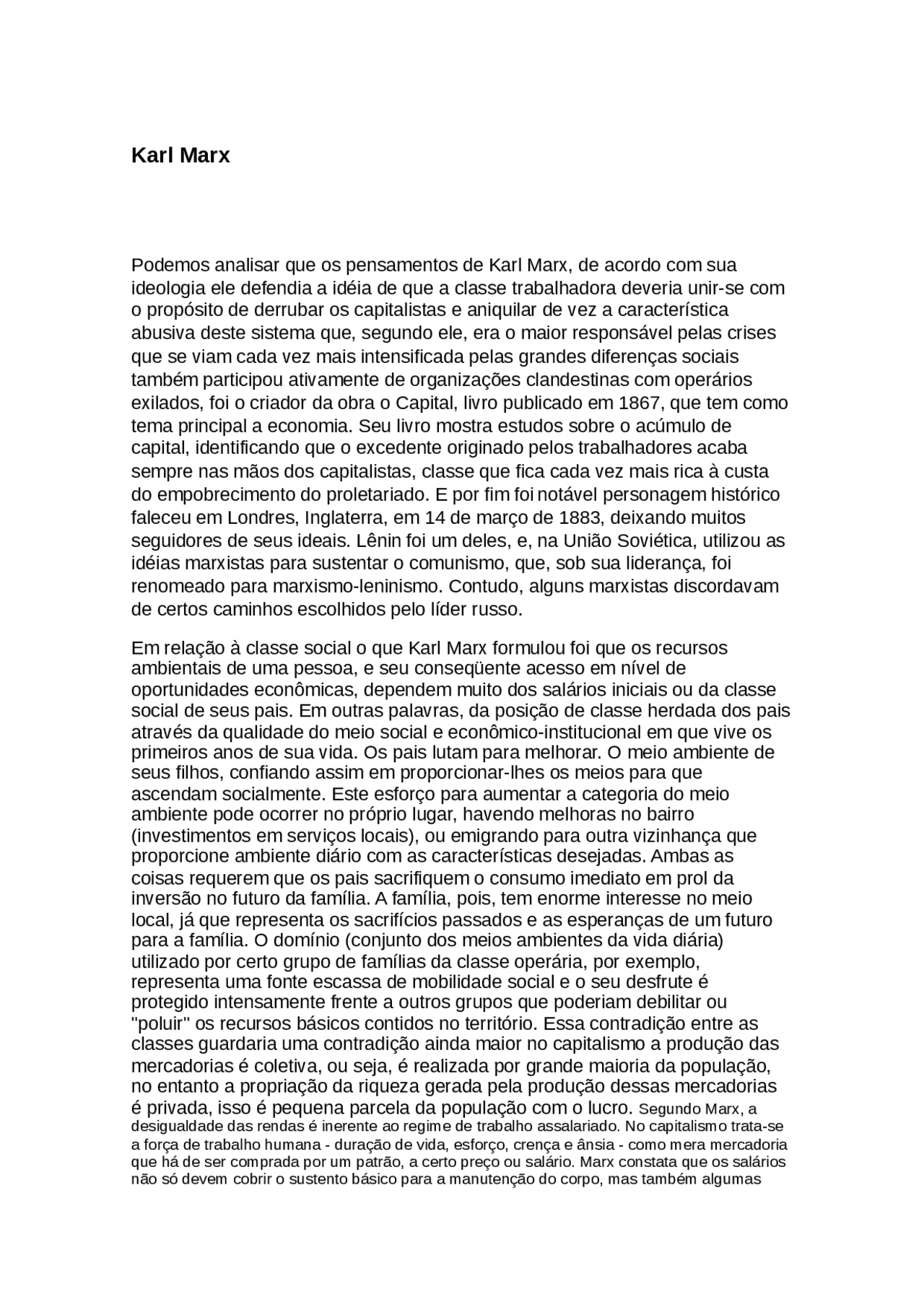 Karl Marx Podemos analisar que os pensamentos de Karl Marx, de acor ...