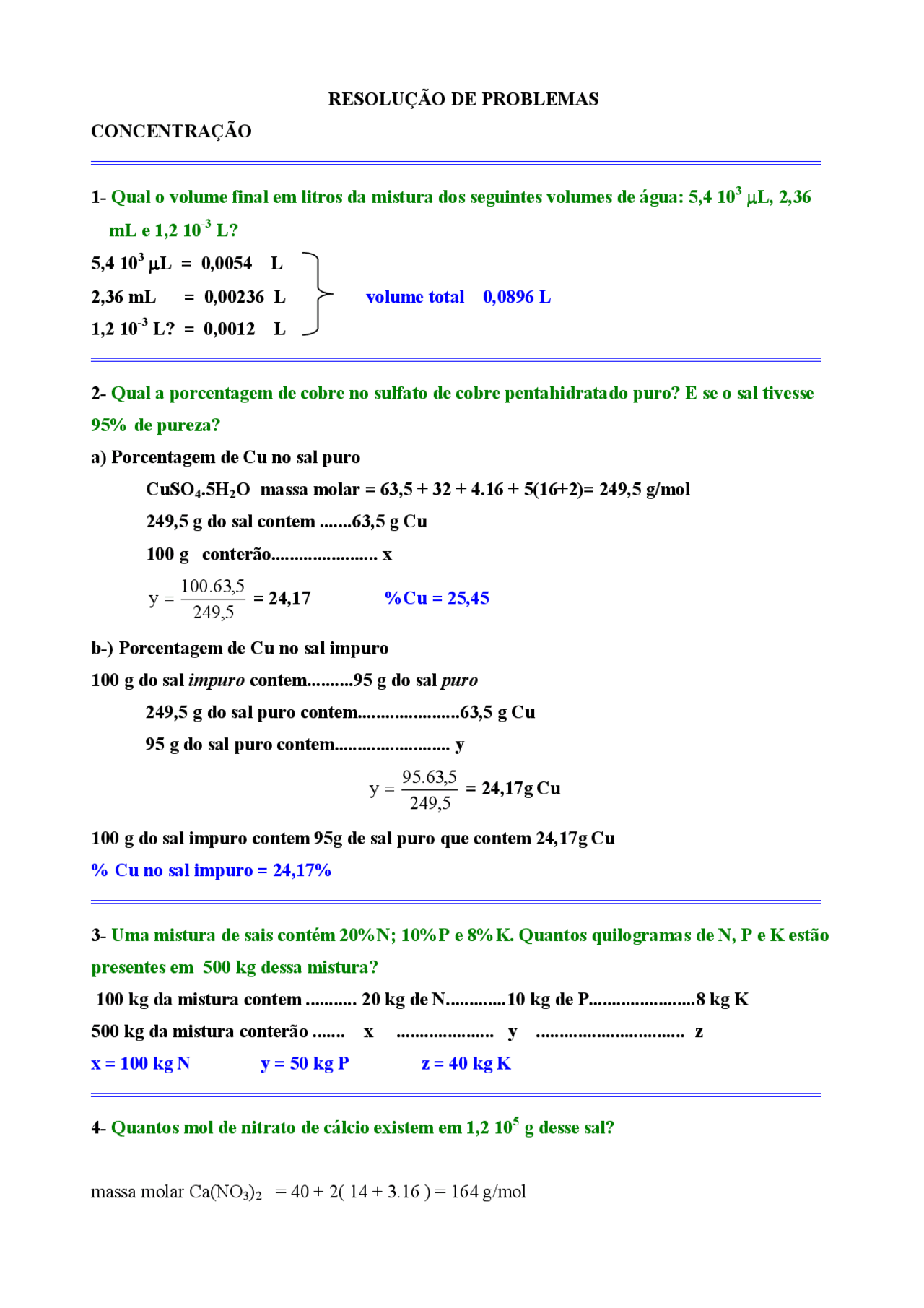 Lista resolvida de quimica analitica - exercicios resolvidos de quimica ...