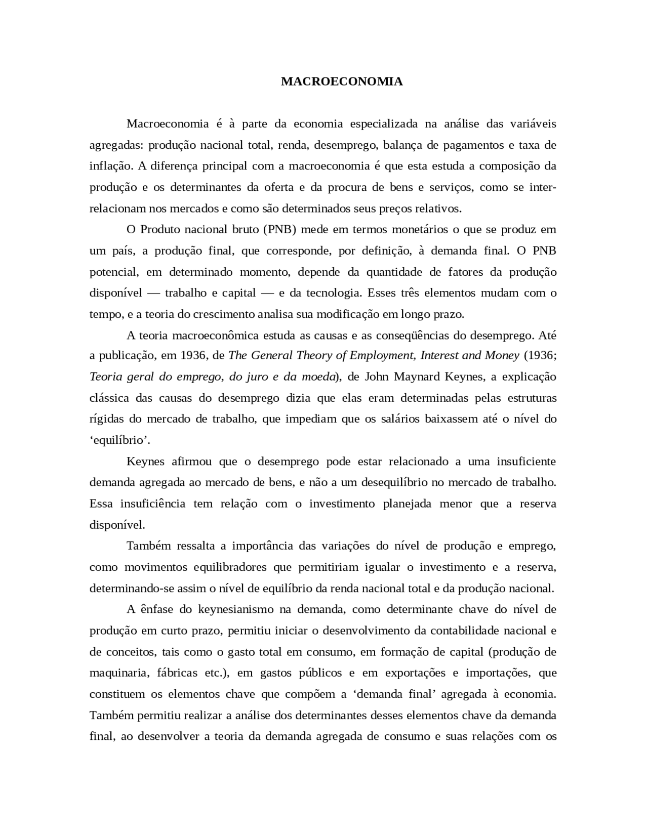 Noções Básicas de Macroeconomia - Notas de estudo de macroeconomia ...